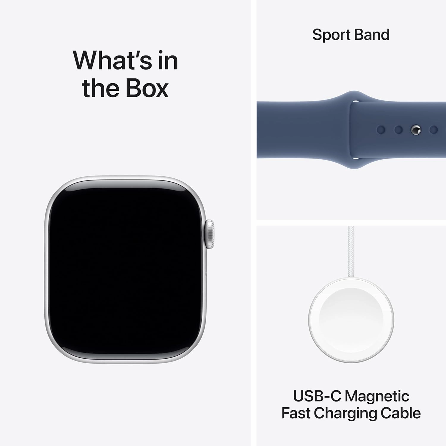 Apple Watch Series 10 GPS 46 mm Smartwatch with Silver Aluminium Case with Denim Sport Band - M/L. Fitness Tracker, ECG App, Always-On Retina Display, Water Resistant
