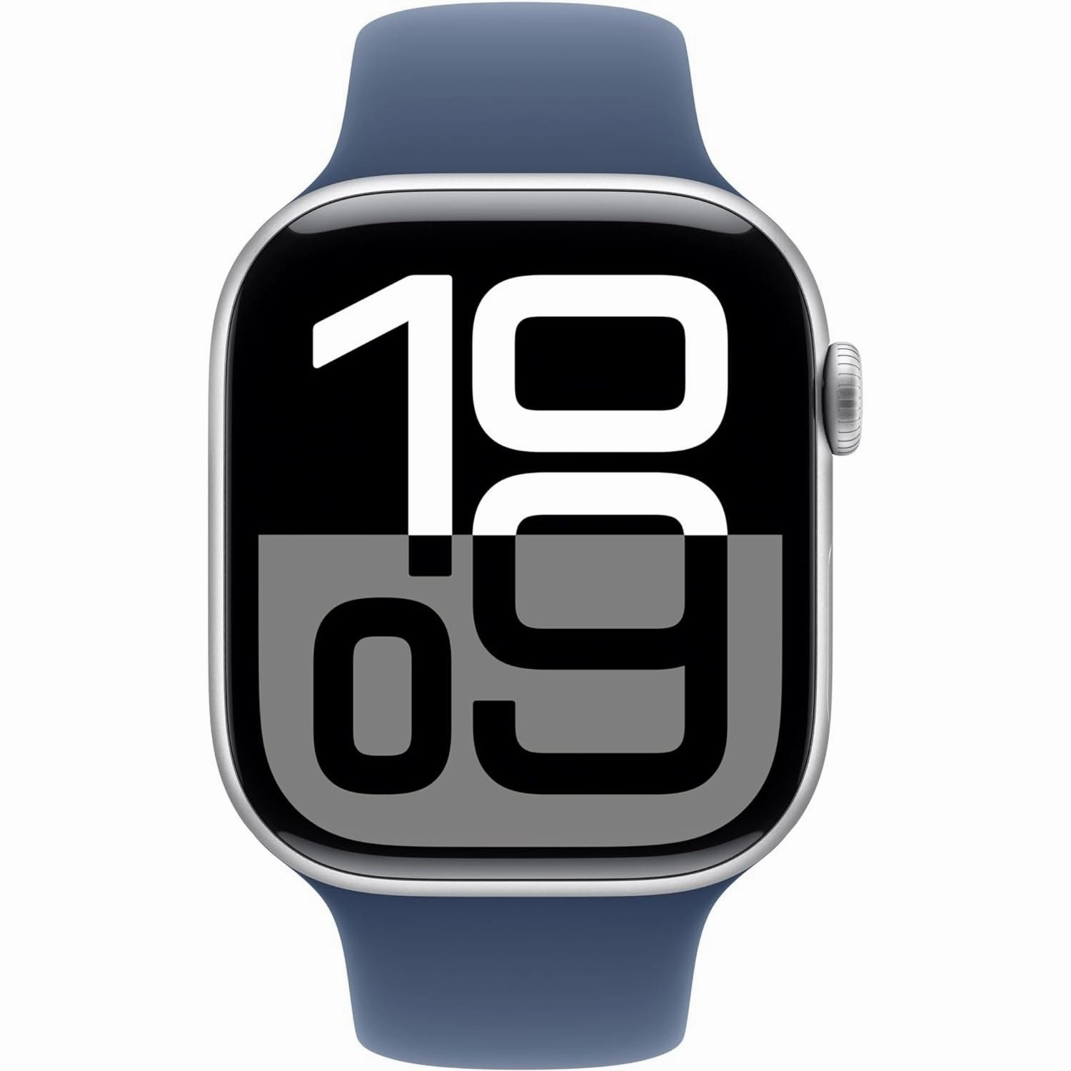 Apple Watch Series 10 GPS 46 mm Smartwatch with Silver Aluminium Case with Denim Sport Band - M/L. Fitness Tracker, ECG App, Always-On Retina Display, Water Resistant
