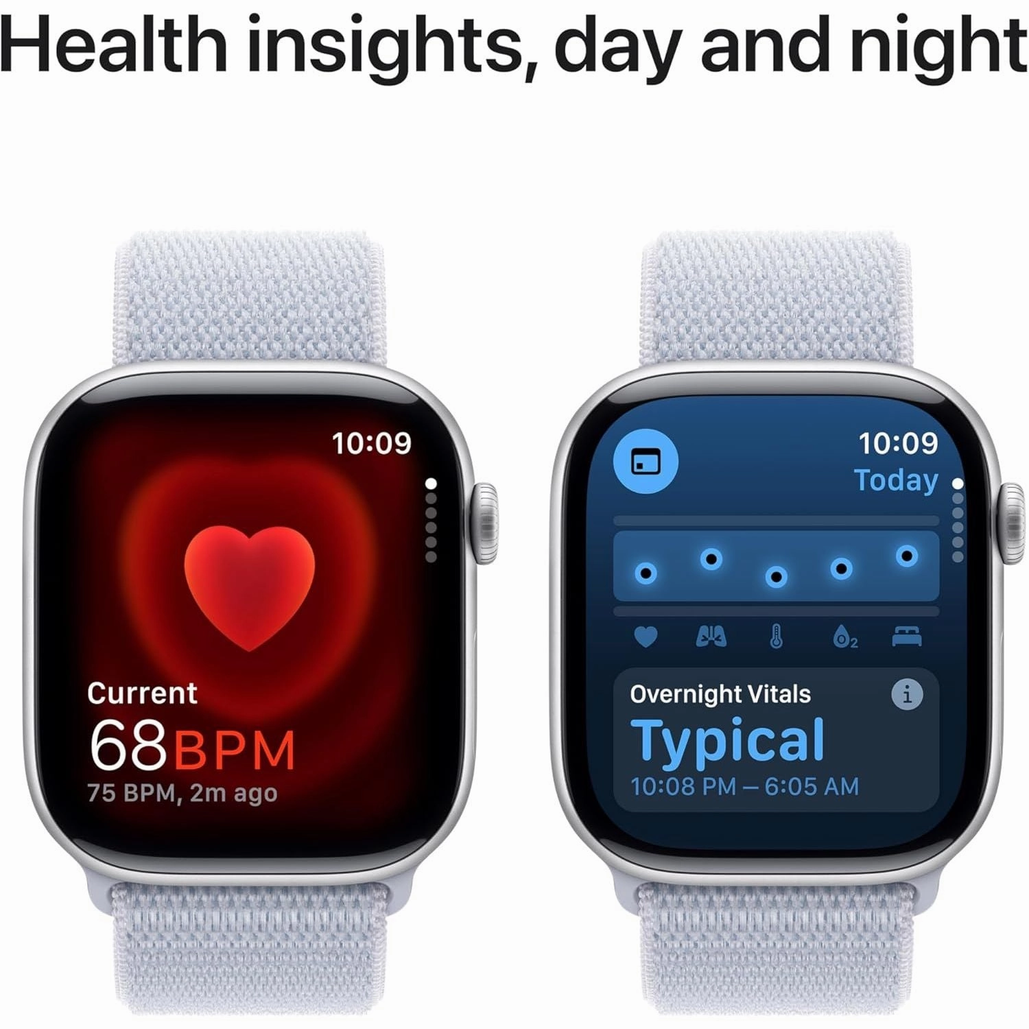 Apple Watch Series 10 GPS 46mm Silver Aluminium Case with Blue Cloud Sport Loop - One Size
