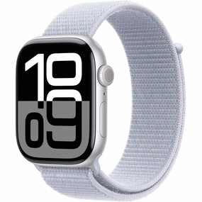 Apple Watch Series 10 GPS 46mm Silver Aluminium Case with Blue Cloud Sport Loop - One Size nintendo switch oled, nintendo switch deals, joy-con accessories
