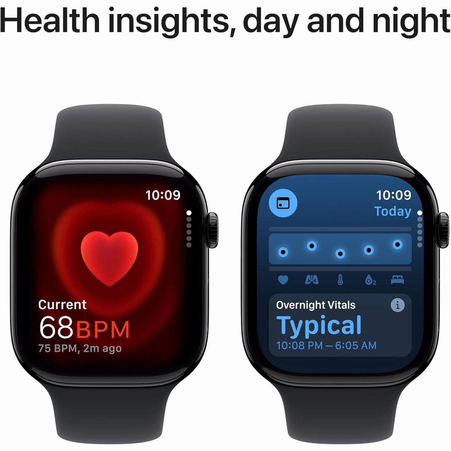 Apple Watch Series 10 GPS 46mm Smartwatch - Jet Black Aluminium Case with Black Sport Band (S/M), Fitness Tracker, ECG App, Always-On Retina Display, Water-Resistant