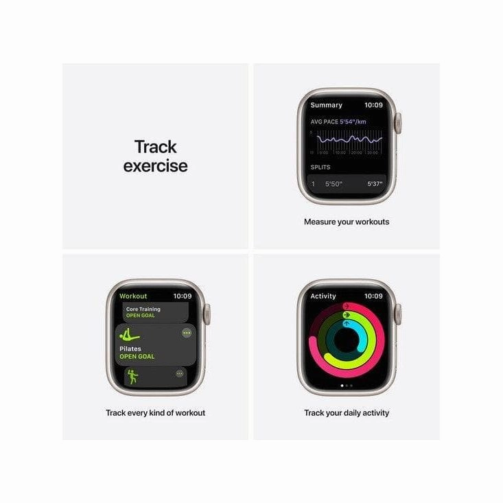 Apple Watch Series 7 Cellular - Starlight Aluminium with Pure Platinum & Black Nike Sports Band, 41 mm