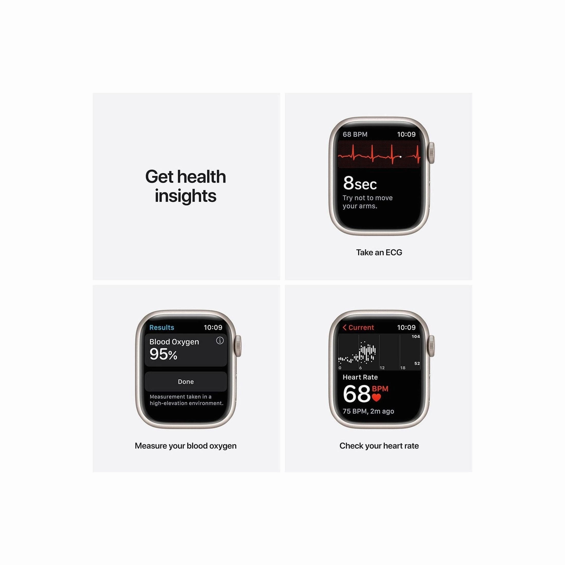 Apple Watch Series 7 Cellular - Starlight Aluminium with Pure Platinum & Black Nike Sports Band, 41 mm
