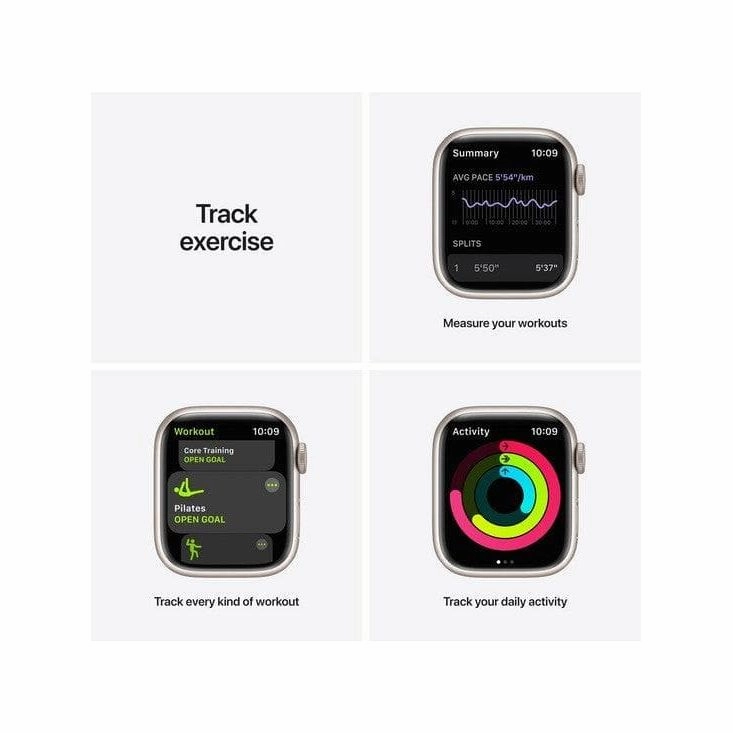 Apple Watch Series 7 Cellular - Starlight Aluminium with Pure Platinum & Black Nike Sports Band, 41 mm