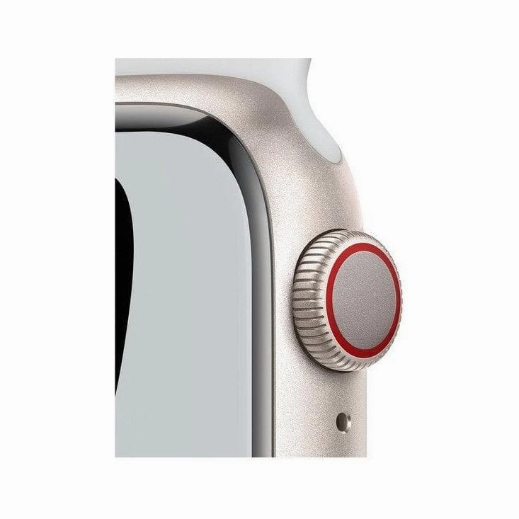 Apple Watch Series 7 Cellular - Starlight Aluminium with Pure Platinum & Black Nike Sports Band, 41 mm