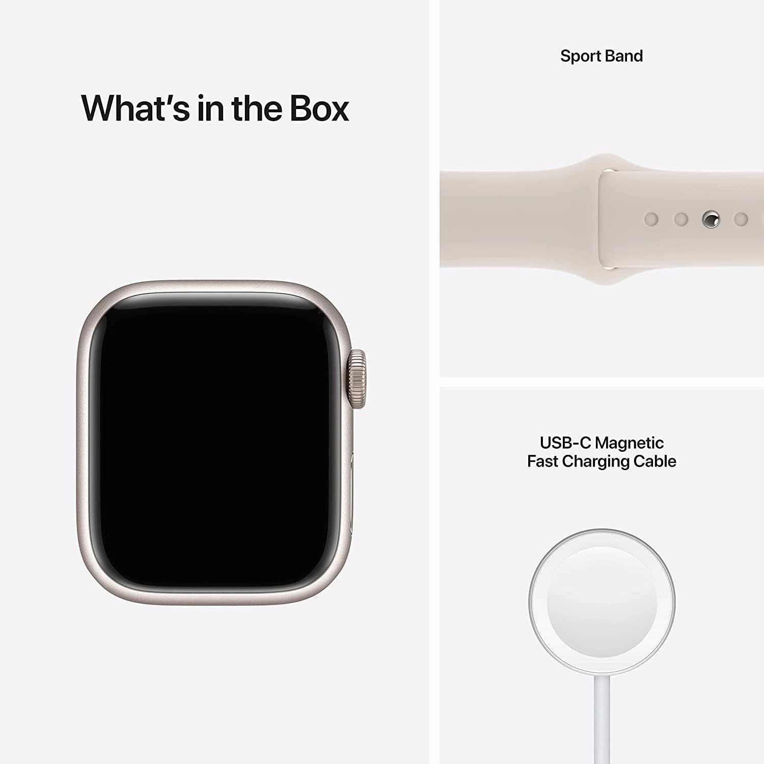 Apple Watch Series 7 (GPS, 41mm) Smart watch - Starlight Aluminium Case with Starlight Sport Band - Regular