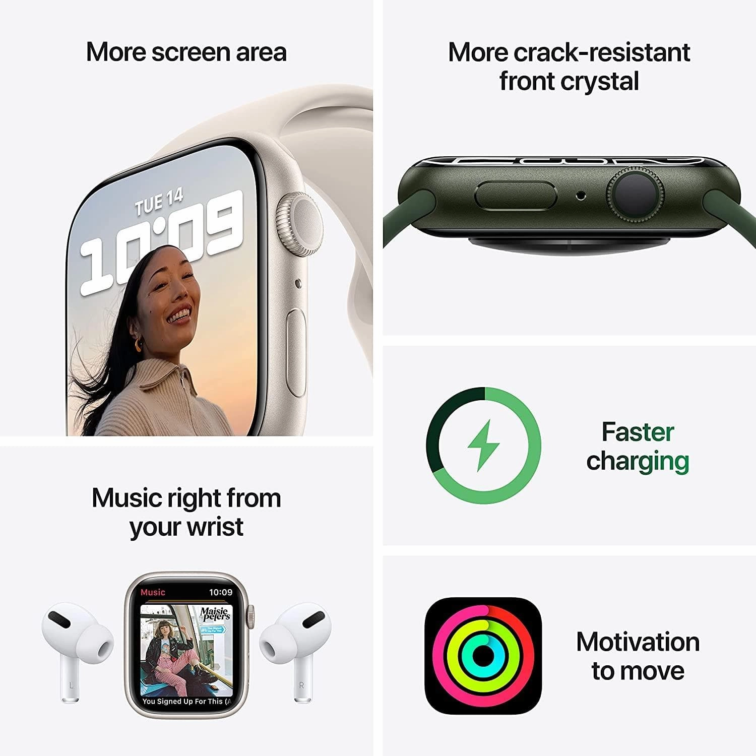 Apple Watch Series 7 (GPS, 45mm) - Starlight Aluminium Case with Starlight Sport Band - Regular
