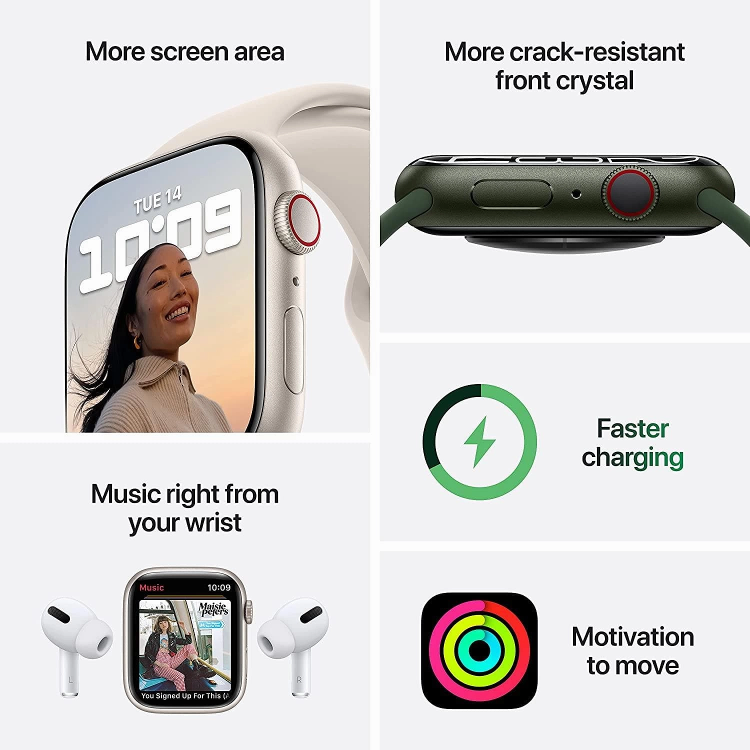 Apple Watch Series 7 (GPS   Cellular), 41mm Green Aluminium Case with Clover Sport Band