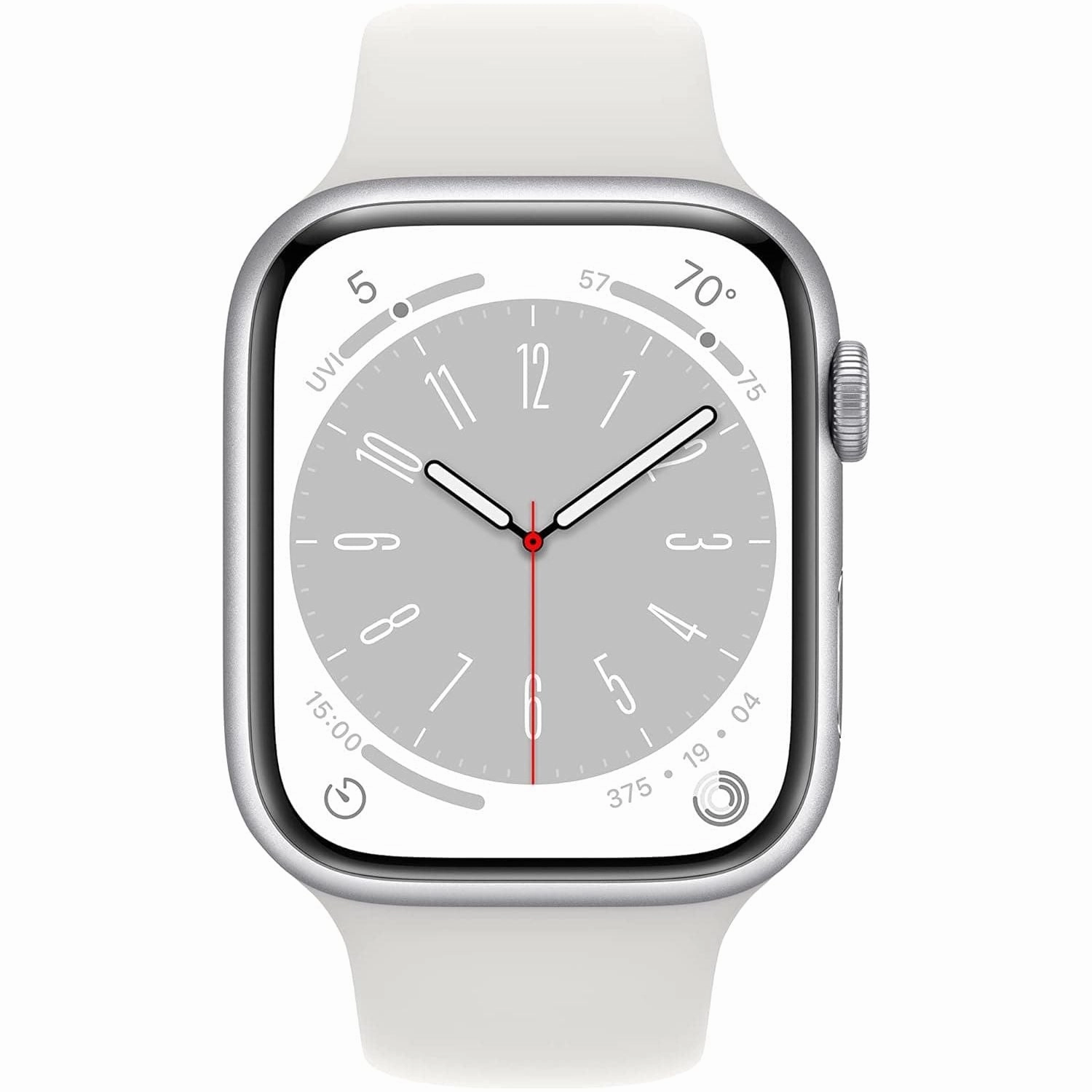 Apple Watch Series 8 (GPS, 45mm) - Silver Aluminium Case, White Sport Band