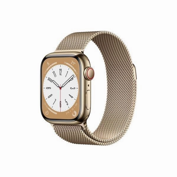 Apple Watch Series 8 (GPS   Cellular), 41mm Gold Stainless Steel Case with Gold Milanese Loop