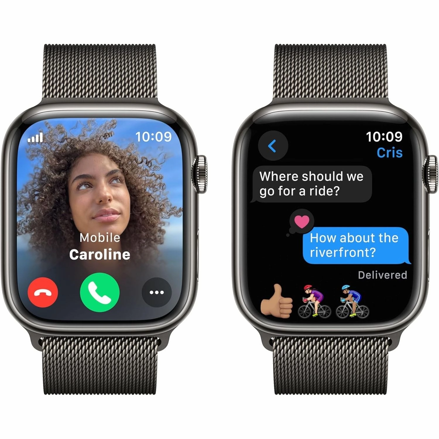 Apple Watch Series 9 45MMGPS   Cellular Graphite Stainless Steel Case with Graphite Milanese Loop