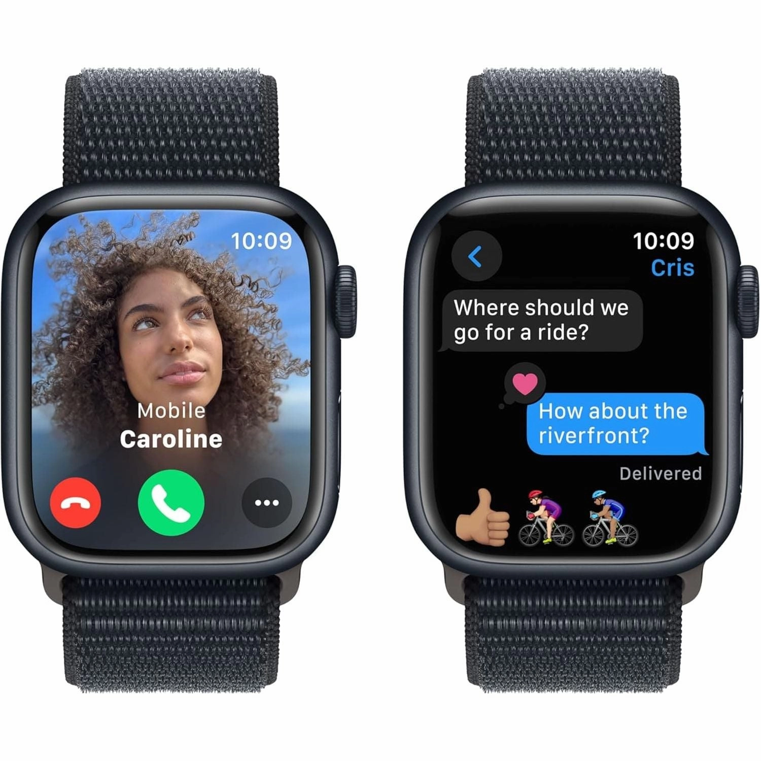 Apple Watch Series 9 [GPS 41mm] Smartwatch with Midnight Aluminum Case with Midnight Sport Loop One Size
