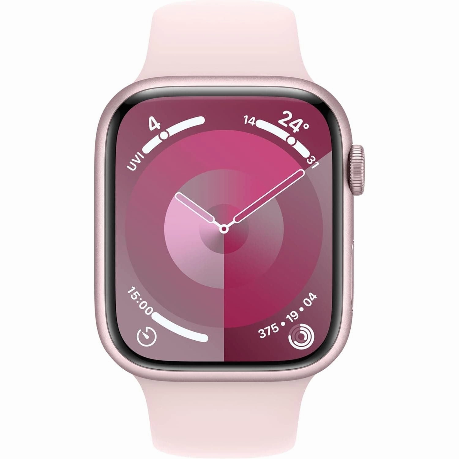 Apple Watch Series 9 [GPS 45mm] Smartwatch with Pink Aluminum Case with Light Pink Sport Band S/M