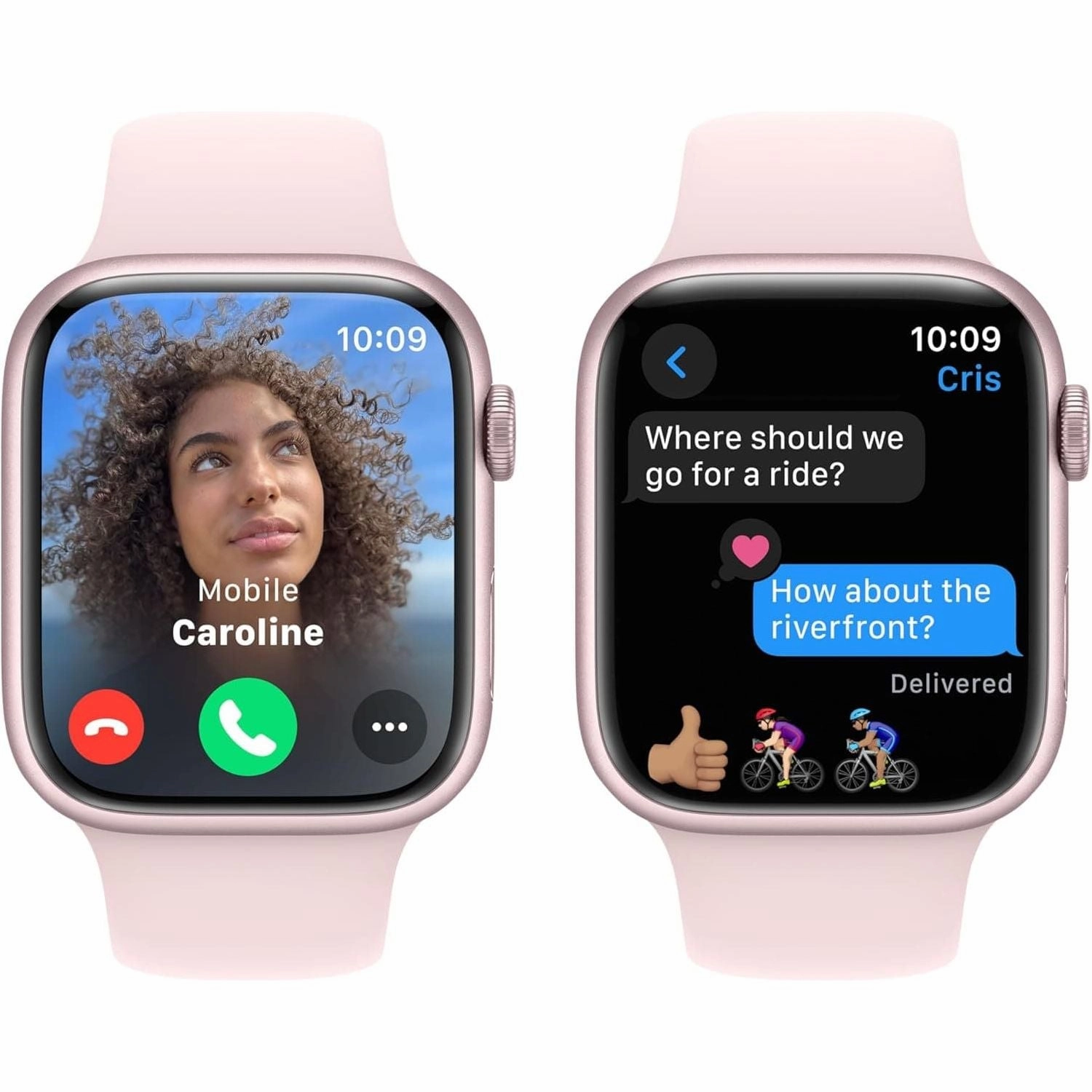 Apple Watch Series 9 [GPS 45mm] Smartwatch with Pink Aluminum Case with Light Pink Sport Band S/M