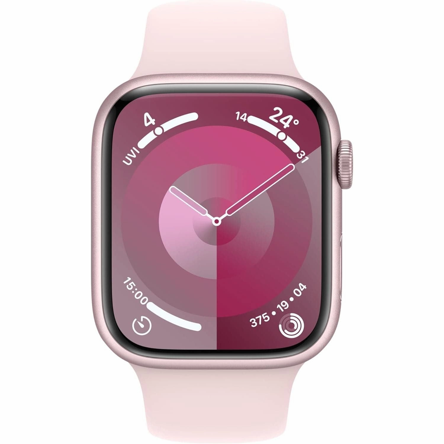 Apple Watch Series 9 [GPS 45mm] Smartwatch with Pink Aluminum Case with Light Pink Sport Band S/M