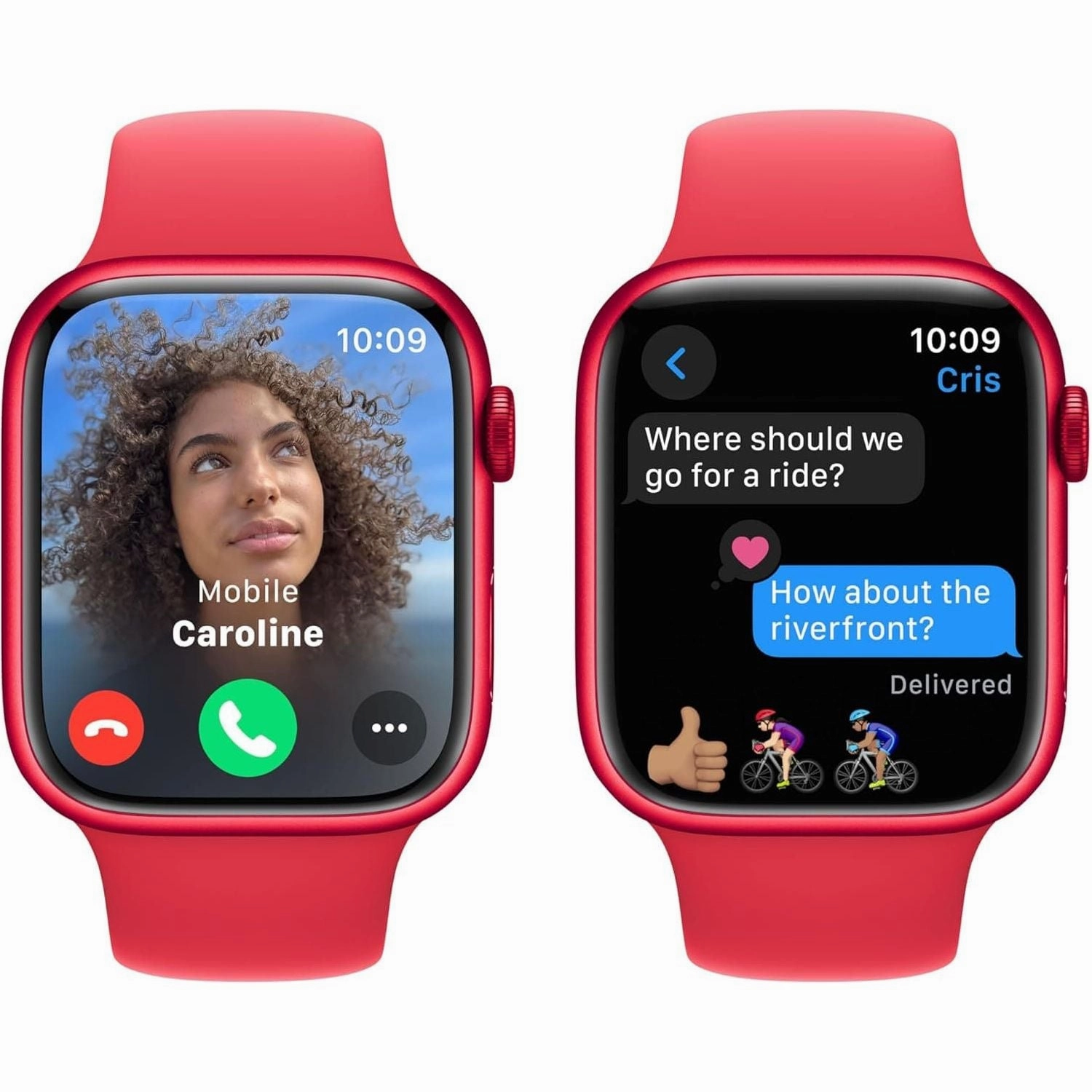 Apple Watch Series 9 [GPS 45mm] Smartwatch with (PRODUCT) RED Aluminum Case with (PRODUCT) RED Sport Band M/L.