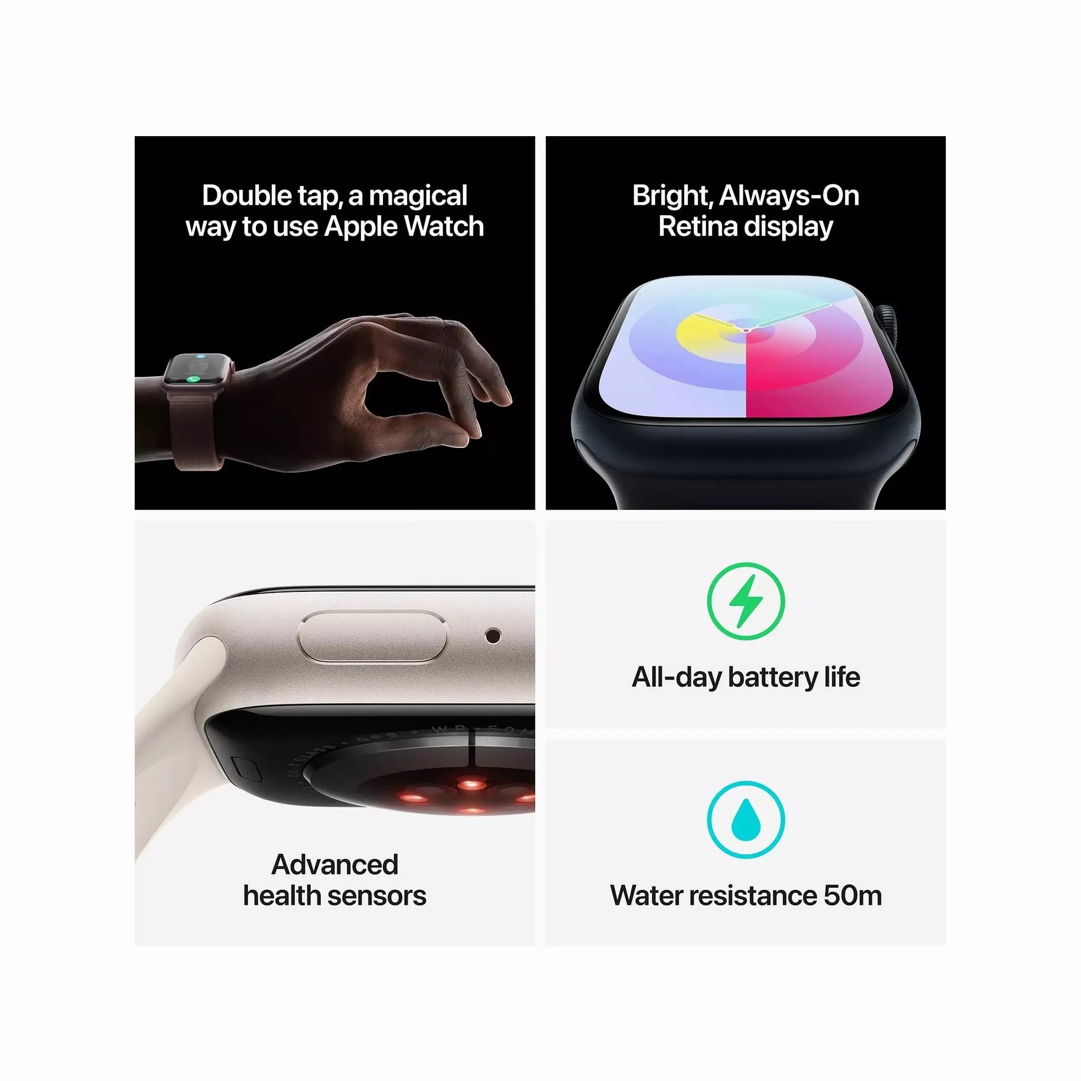 Apple Watch Series 9 (GPS) - 45mm Aluminium Case, Starlight Sport Band