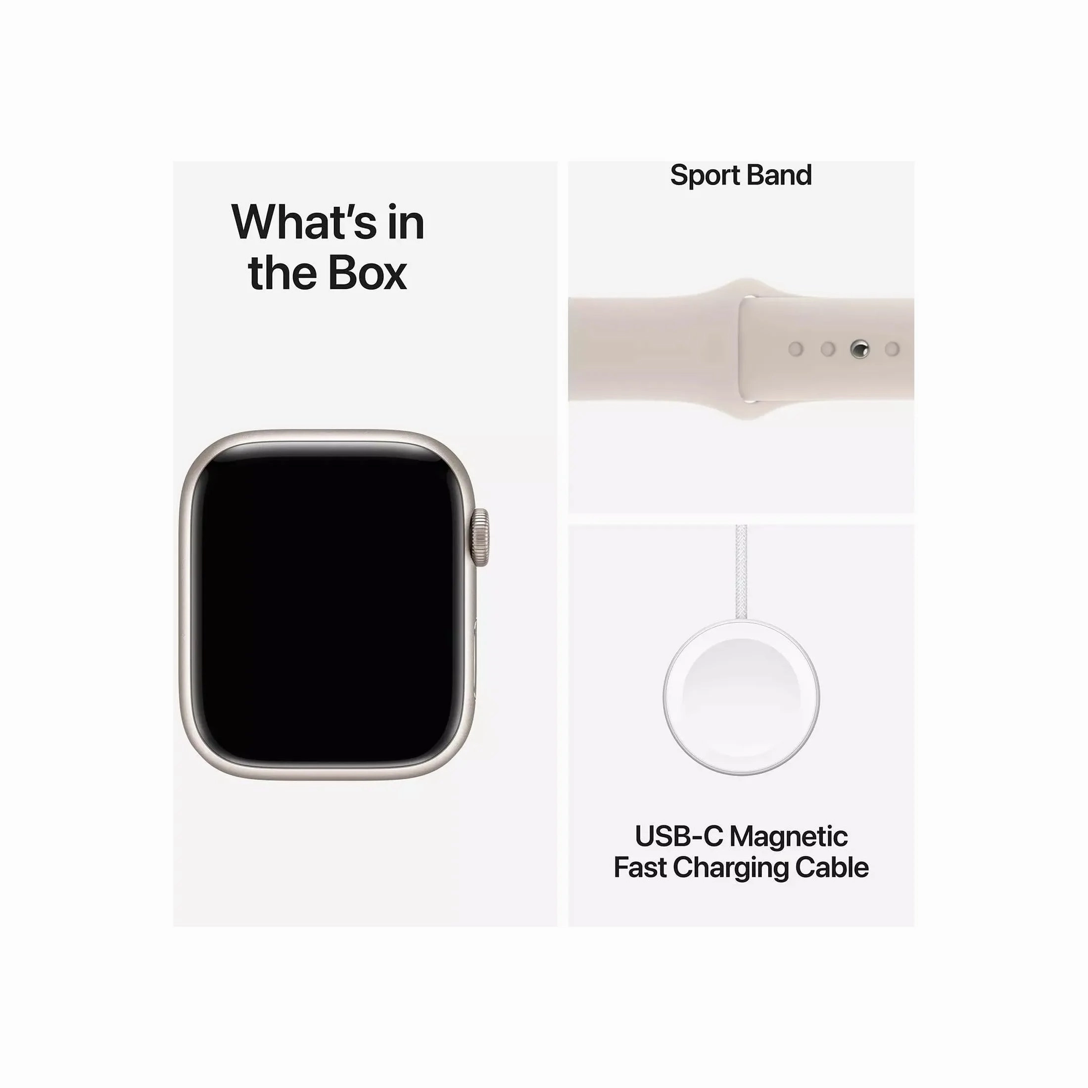 Apple Watch Series 9 (GPS) - 45mm Aluminium Case, Starlight Sport Band