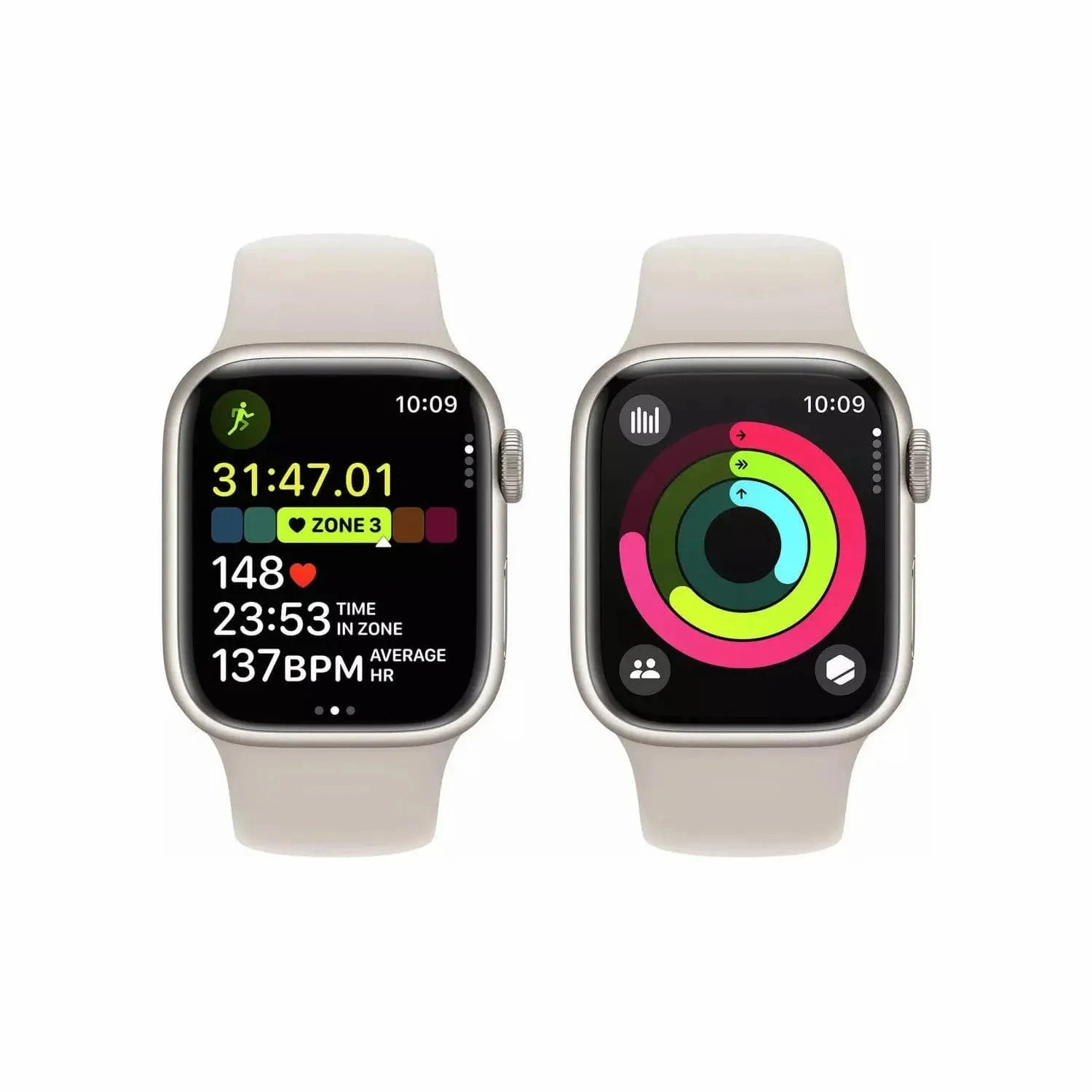 Apple Watch Series 9 GPS   Cellular, 41mm Starlight Aluminium Case with Starlight Sport Band, S/M
