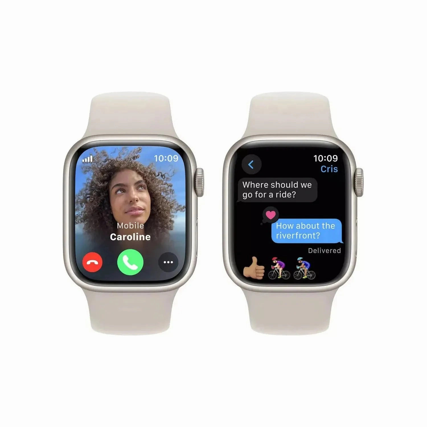Apple Watch Series 9 GPS   Cellular, 41mm Starlight Aluminium Case with Starlight Sport Band, S/M