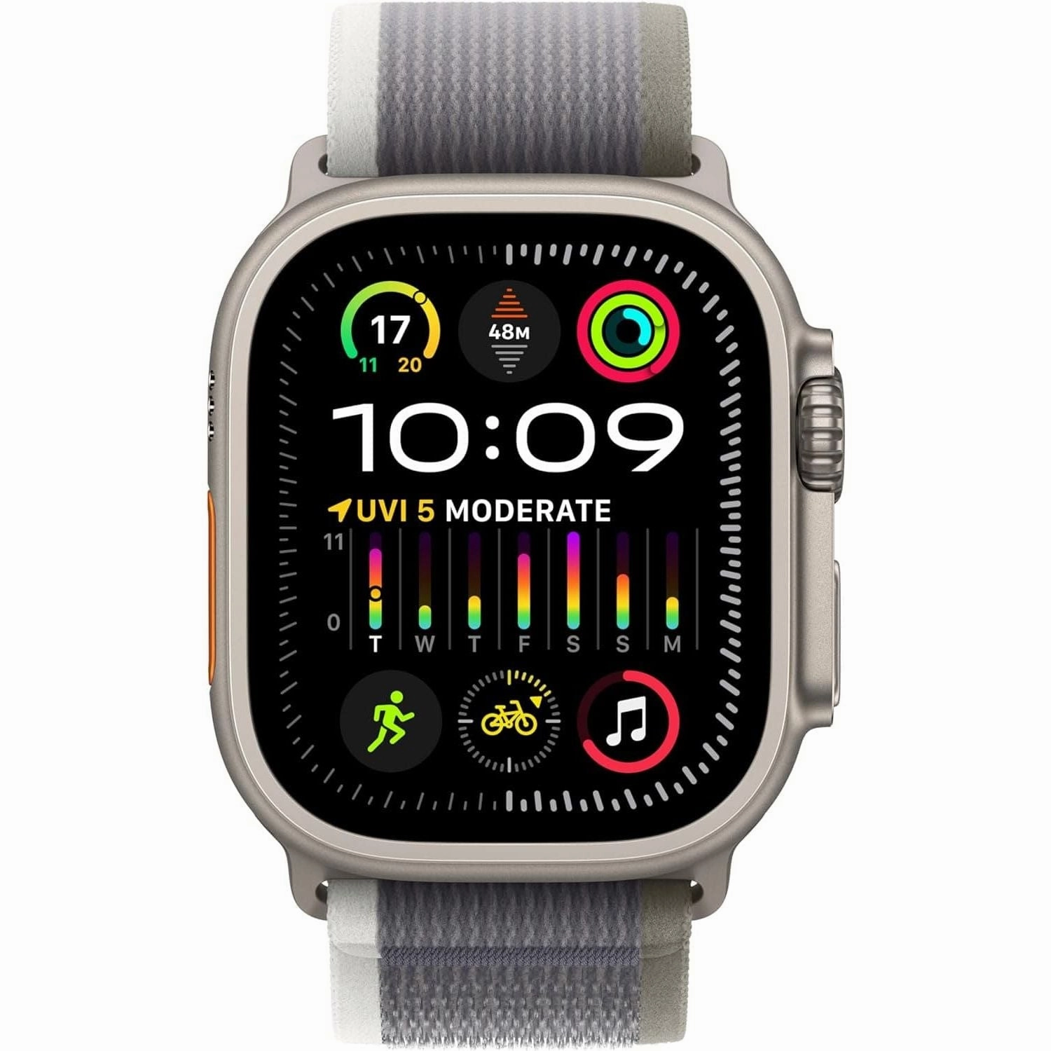 Apple Watch Ultra 2 (49mm, GPS   Cellular) - Titanium Case, Trail Loop (Green/Grey, S/M), Precision GPS, Action Button, Extended Battery, Eco-Friendly