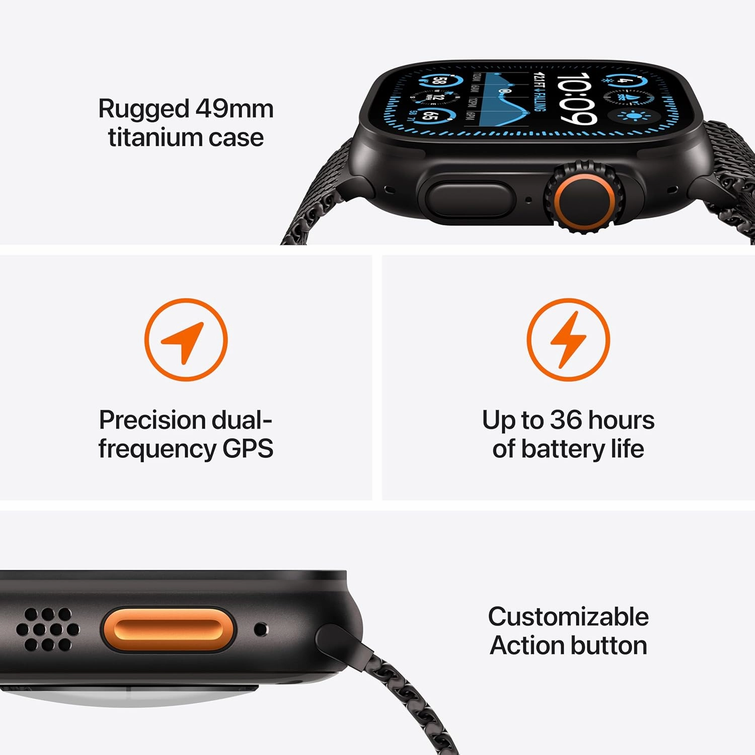 Apple Watch Ultra 2 (49mm) GPS   Cellular  Natural Titanium Case with Blue Trail Loop (S/M), Rugged Fitness Smartwatch