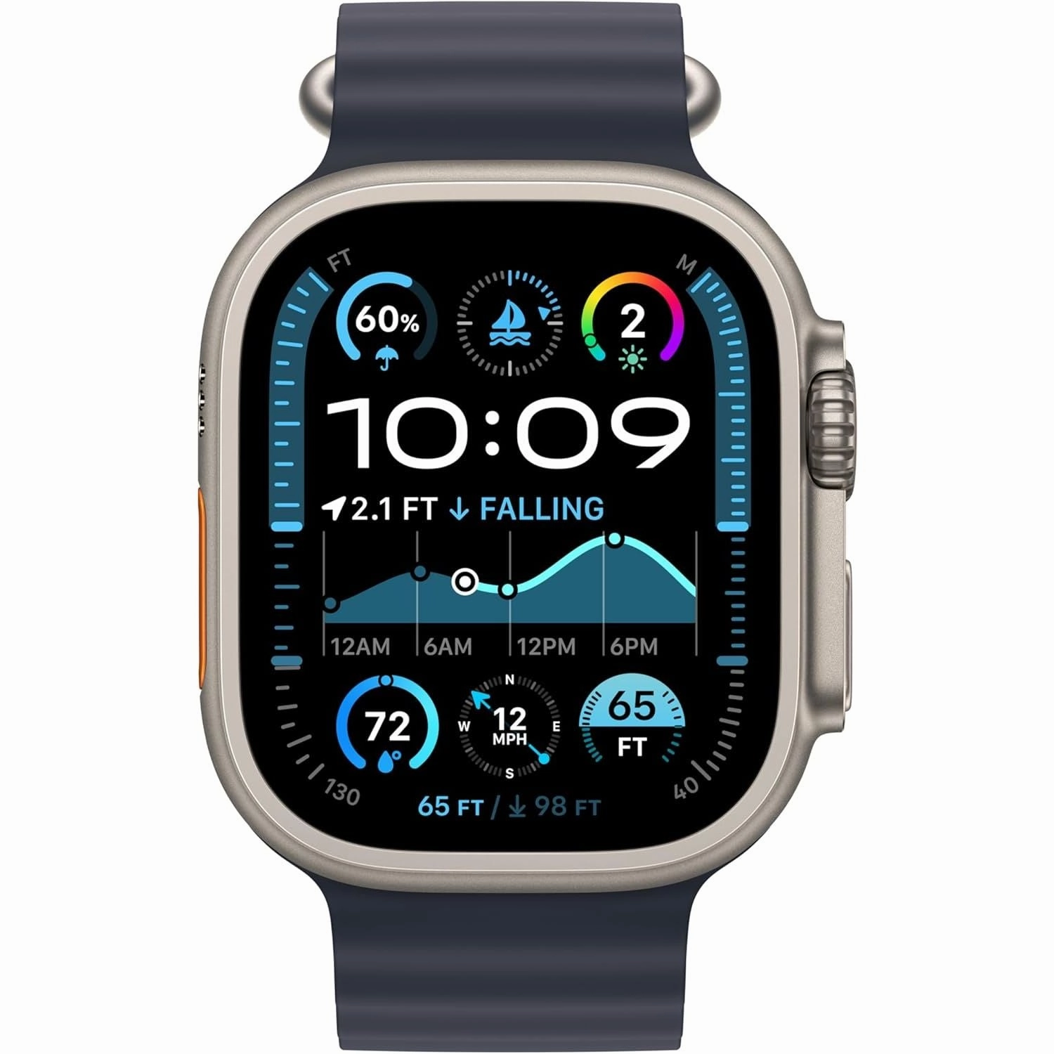 Apple Watch Ultra 2 (49mm) GPS   Cellular  Titanium Case with Navy Ocean Band, Fitness & Sports Smartwatch