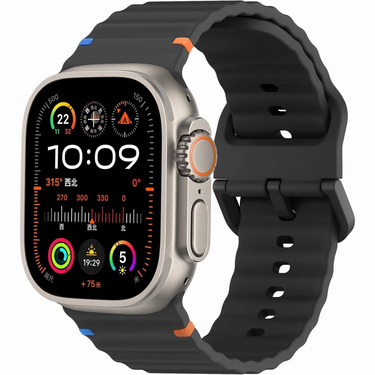 Apple Watch Ultra 2 GPS   Cellular 49mm - Black Rugged Titanium Case, Sports Watch with Black Sports Straps