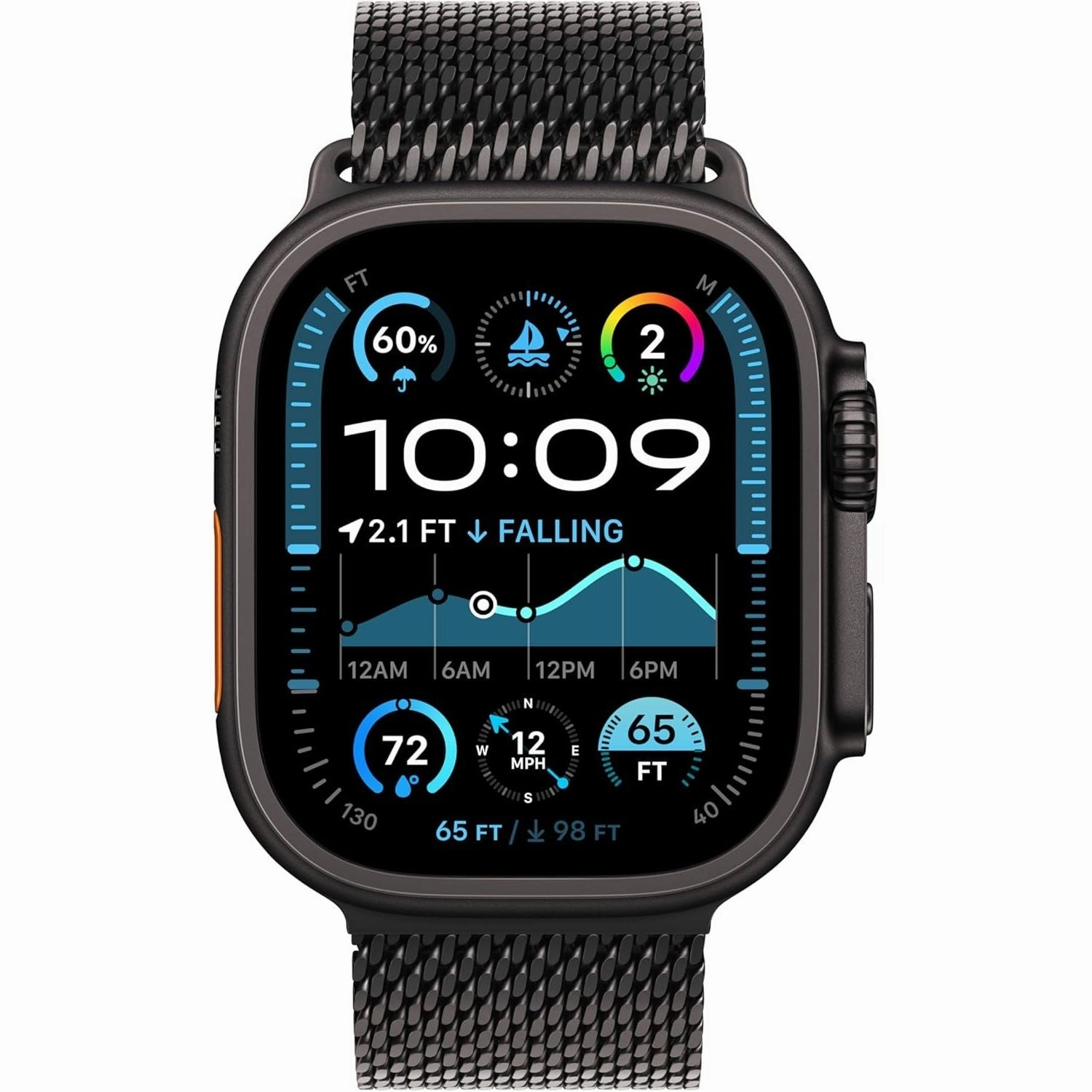 Apple Watch Ultra 2 (GPS   Cellular) 49mm Smartwatch with Black Rugged Titanium Case and Black Milanese Loop
