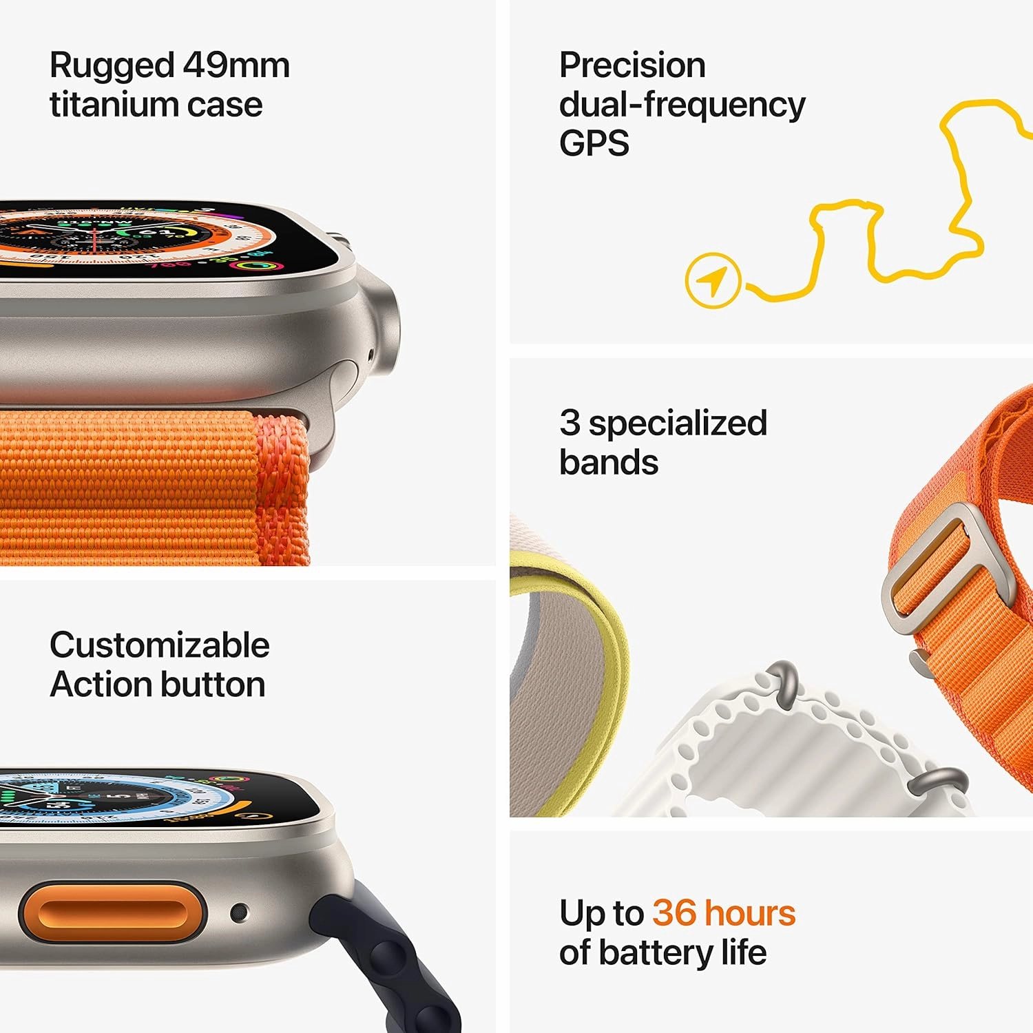 Apple Watch Ultra (GPS   Cellular, 49mm) - Titanium Case with Orange Alpine Loop