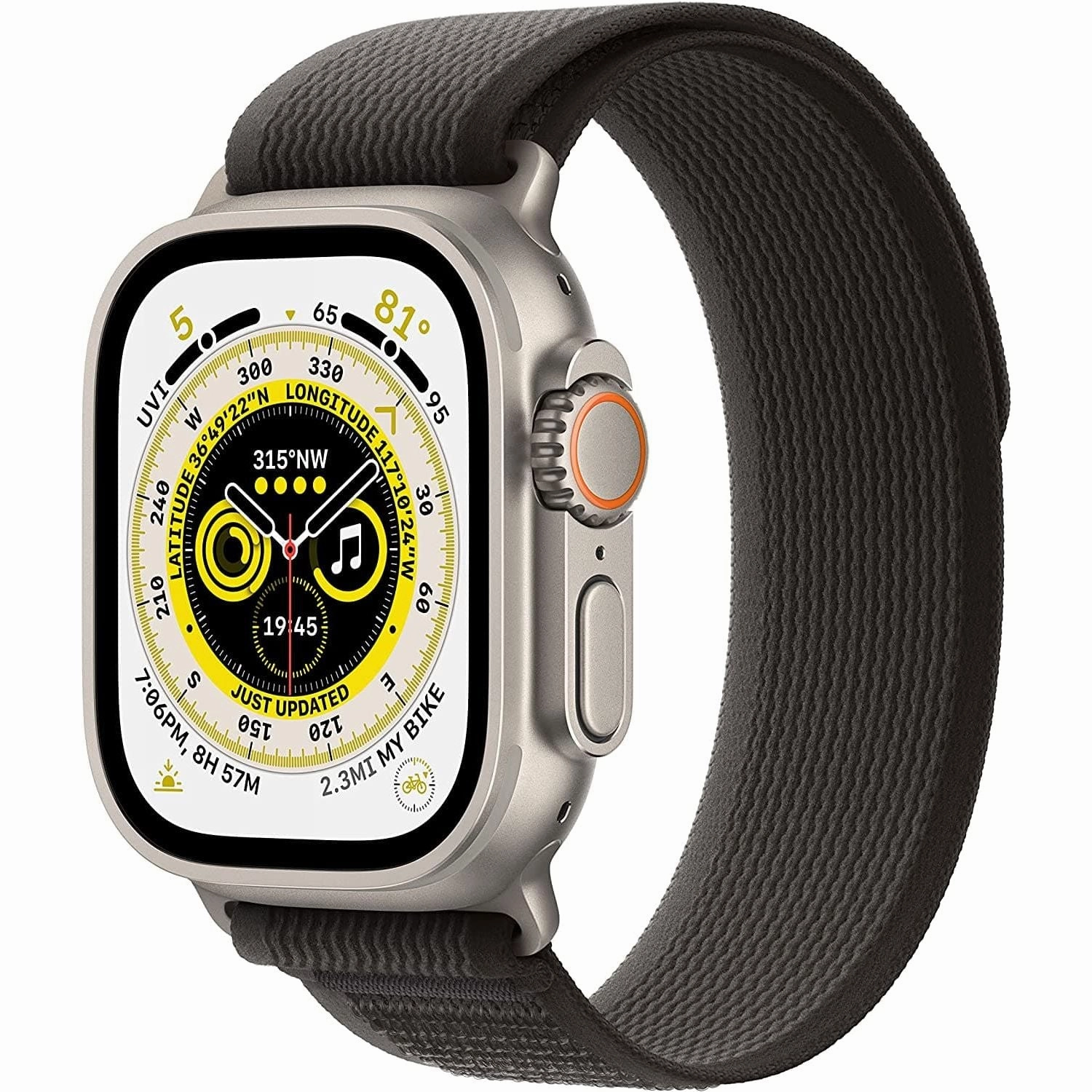 Apple Watch Ultra (GPS   Cellular), 49mm Titanium Case with Black/Grey trail Loop