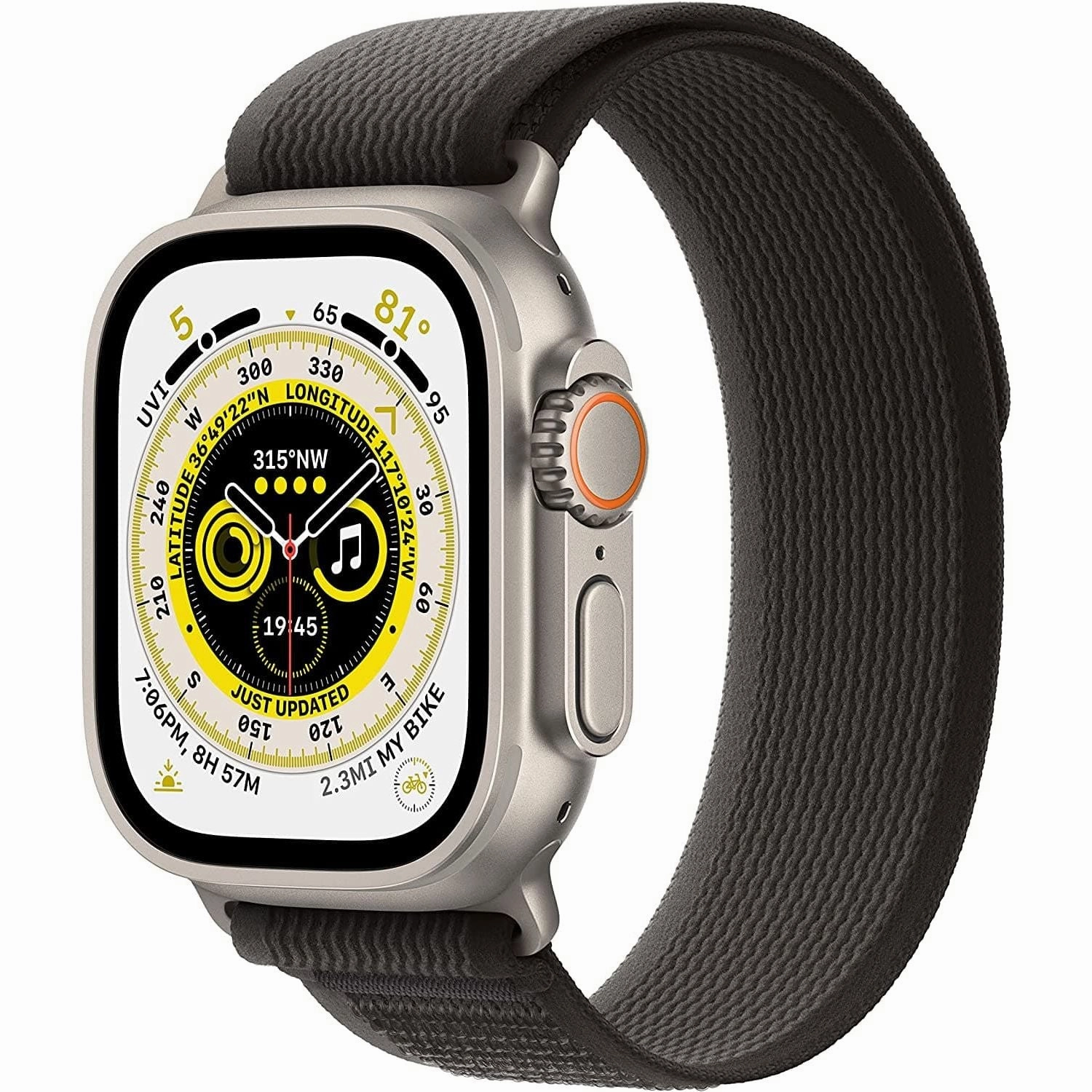 Apple Watch Ultra (GPS   Cellular), 49mm Titanium Case with Black/Grey trail Loop