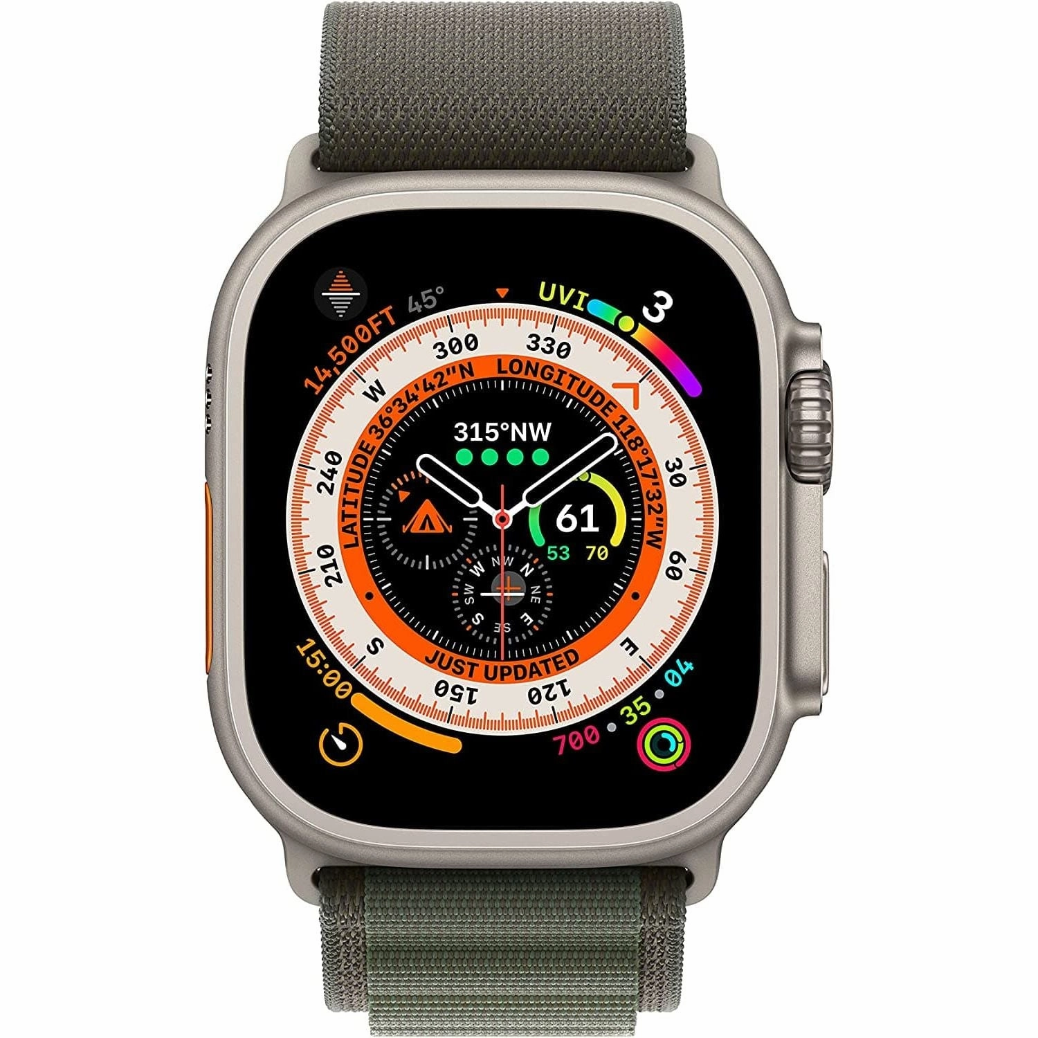 Apple Watch Ultra (GPS   Cellular), 49mm Titanium Case with Green Alpine Loop