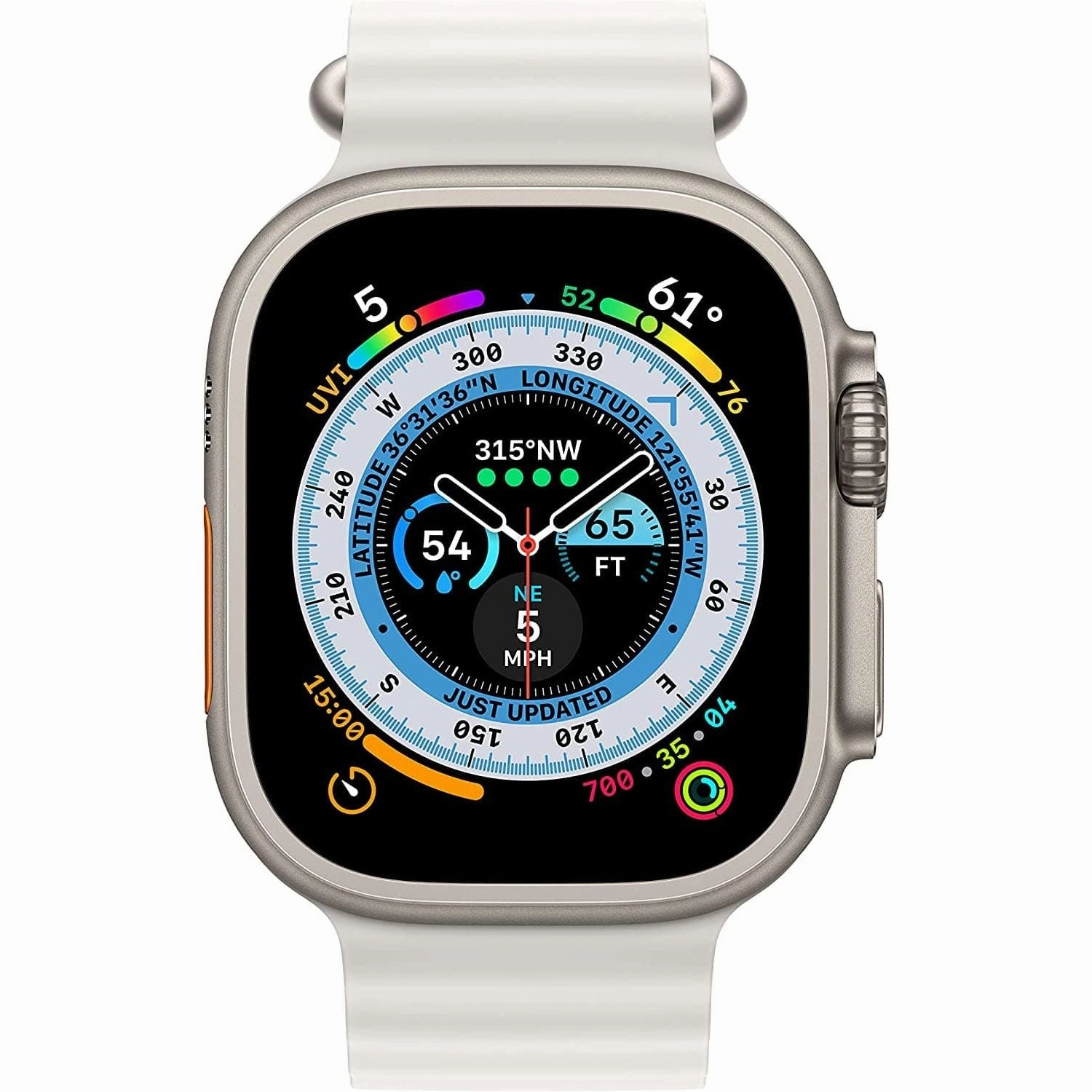 Apple Watch Ultra (GPS   Cellular), 49mm Titanium Case with White Ocean Band