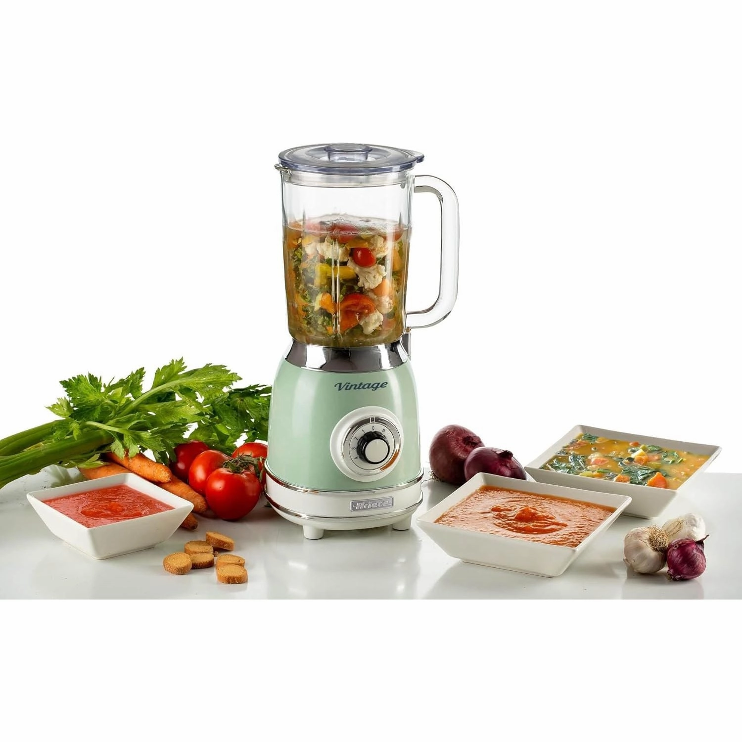 Ariete Vintage 58304 Glass Jug Blender  1000W, 1.5L Capacity, Green