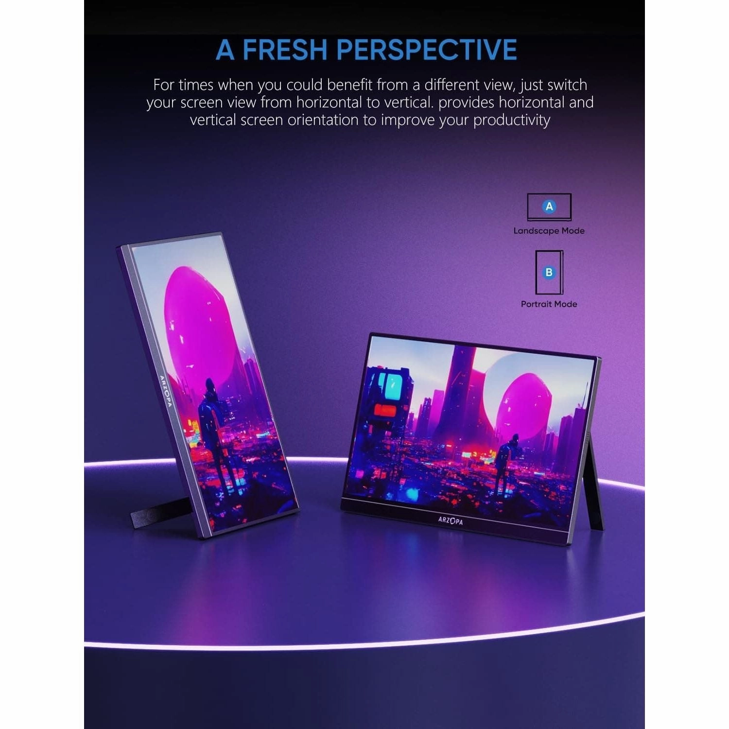 ARZOPA 16.1" FHD 144Hz IPS Portable Monitor - HDMI/USB-C - Eye Protection for Laptop, PC, Mac, PS3/4/5, Xbox