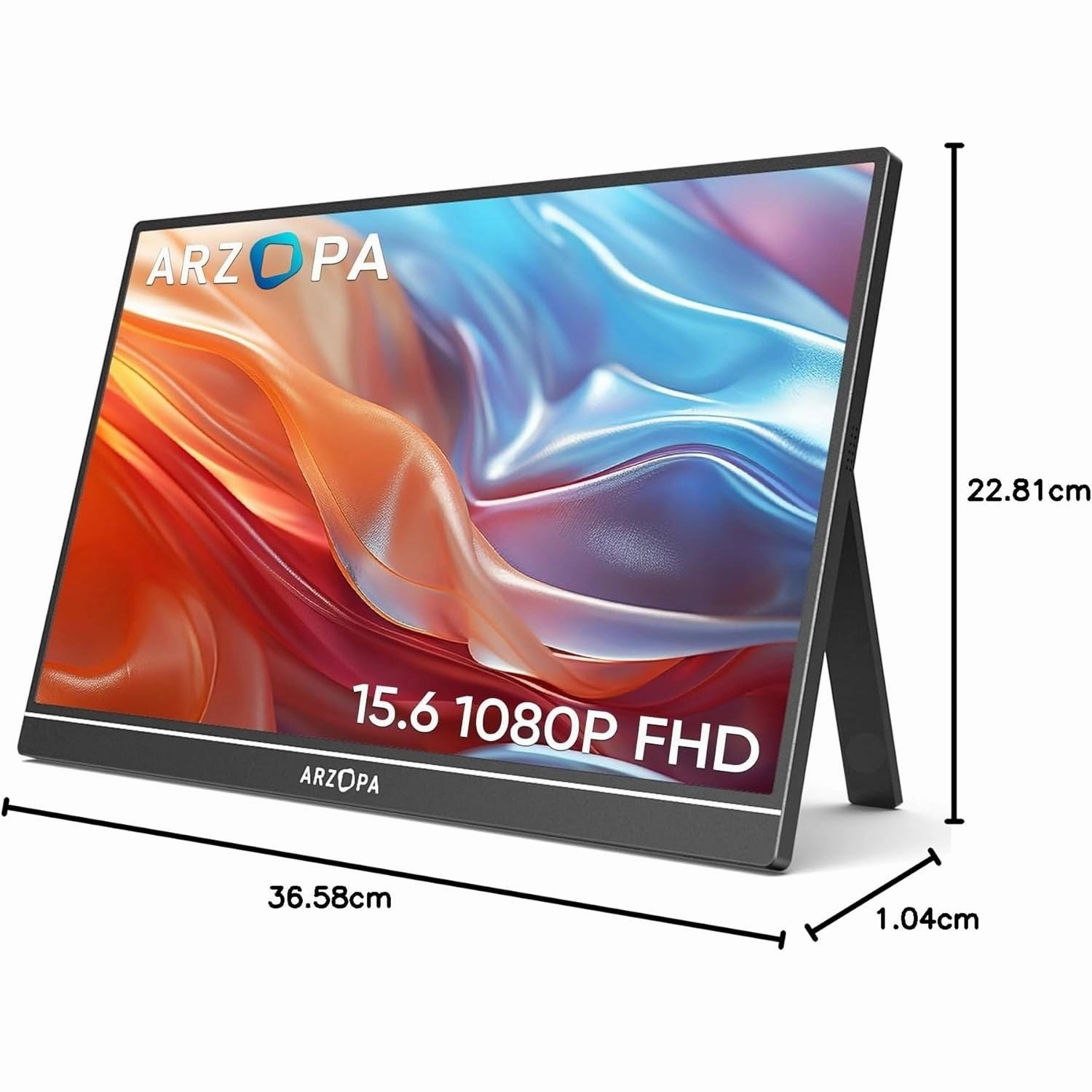 ARZOPA Portable Monitor, 15.6" 19201080 FHD IPS Portable Monitor for Laptop with Kickstand