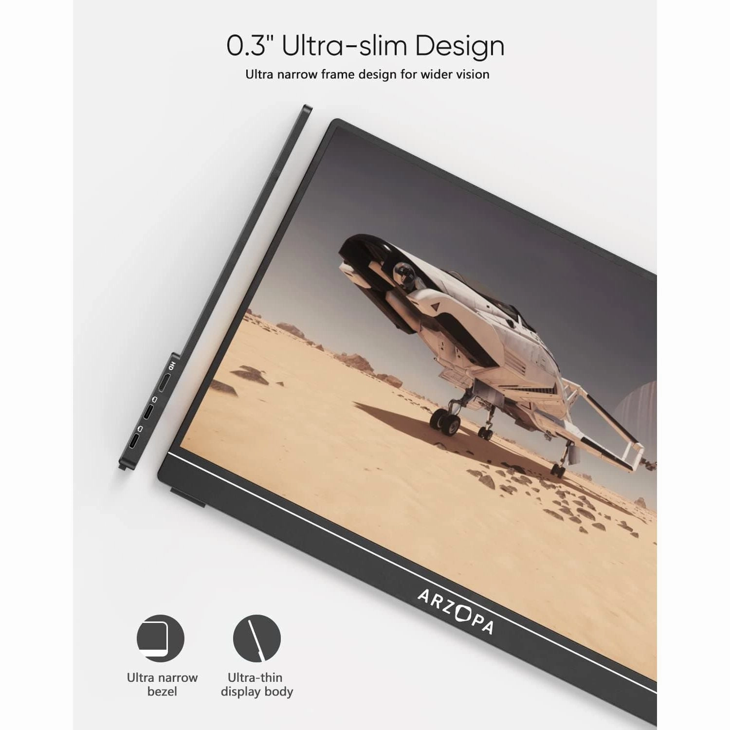 Arzopa Portable Monitor, G1 GAME 15.6 Inch 144HZ 19201080 FHD, 100% SRGB IPS Monitor Screen