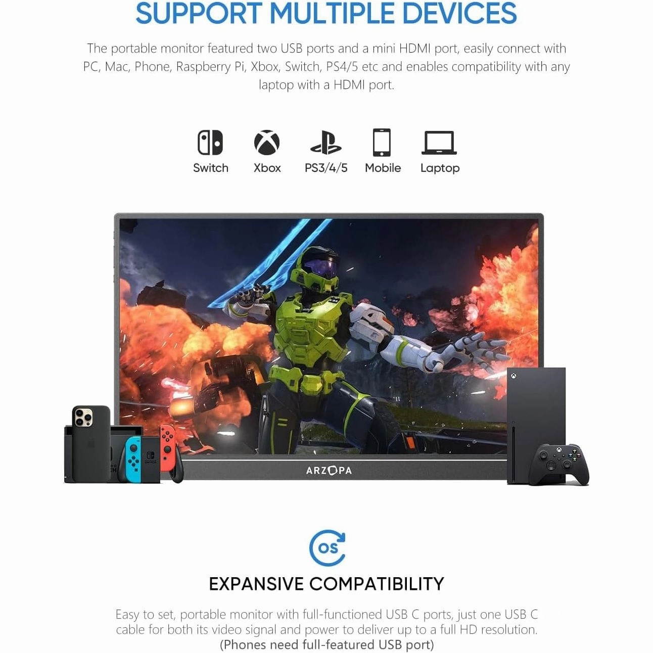 Arzopa Z1RC 16.0" 2K FHD Portable Monitor