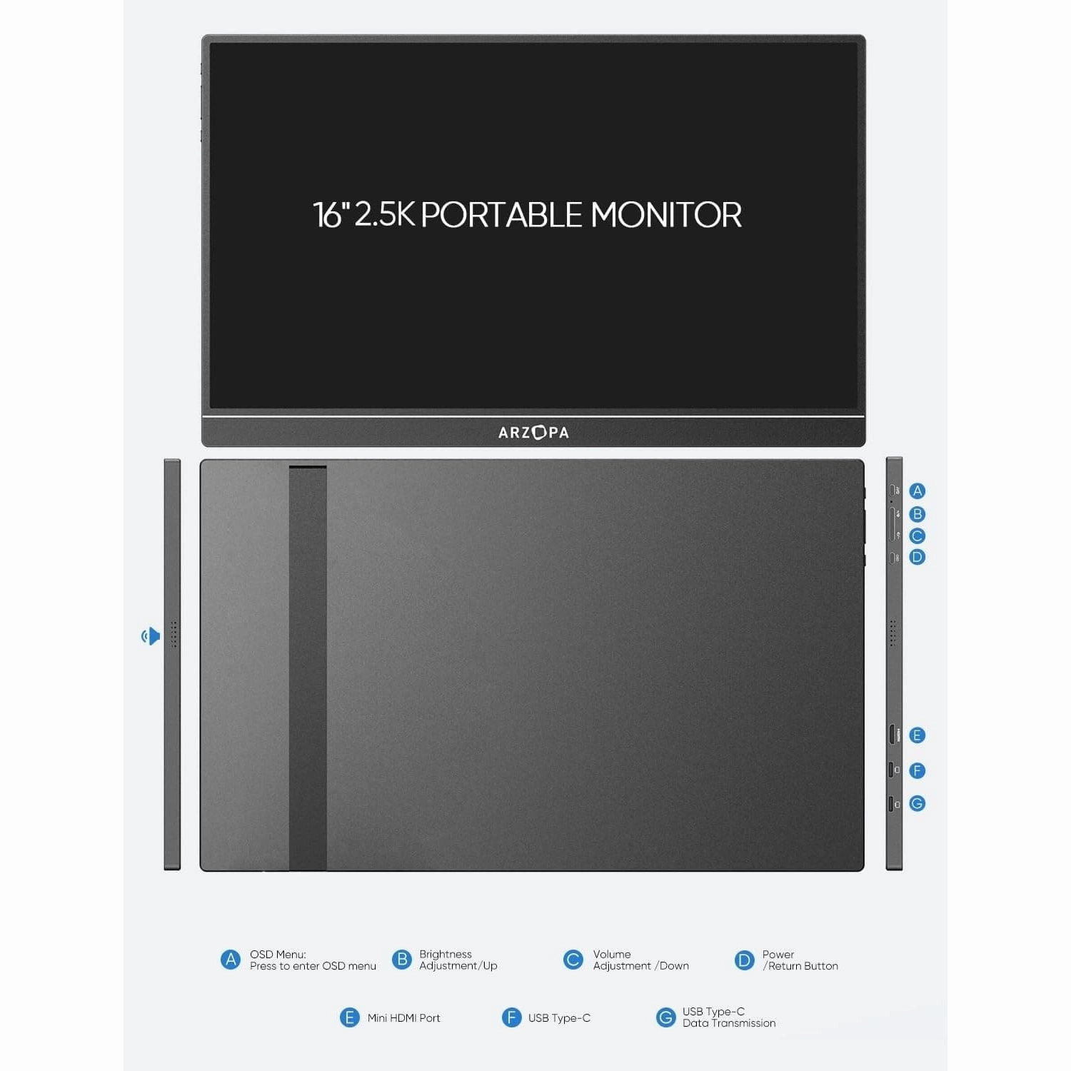 Arzopa Z1RC 16.0" 2K FHD Portable Monitor