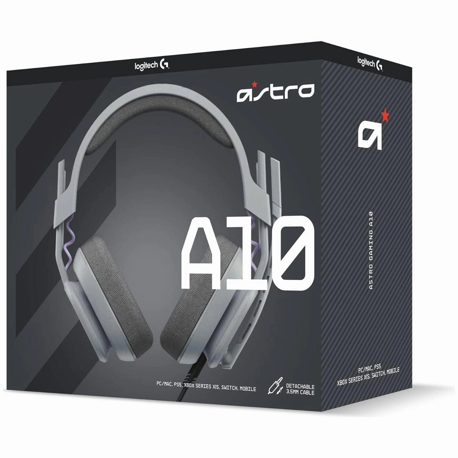 ASTRO A10 Gaming Headset Gen 2 Wired Headset, Over-ear Gaming Headphones, Lightweight, Flip-to-mute microphone, 32 mm drivers, For Xbox Series X|S, Xbox One, PS5, PS4, Nintendo Switch, PC - Grey