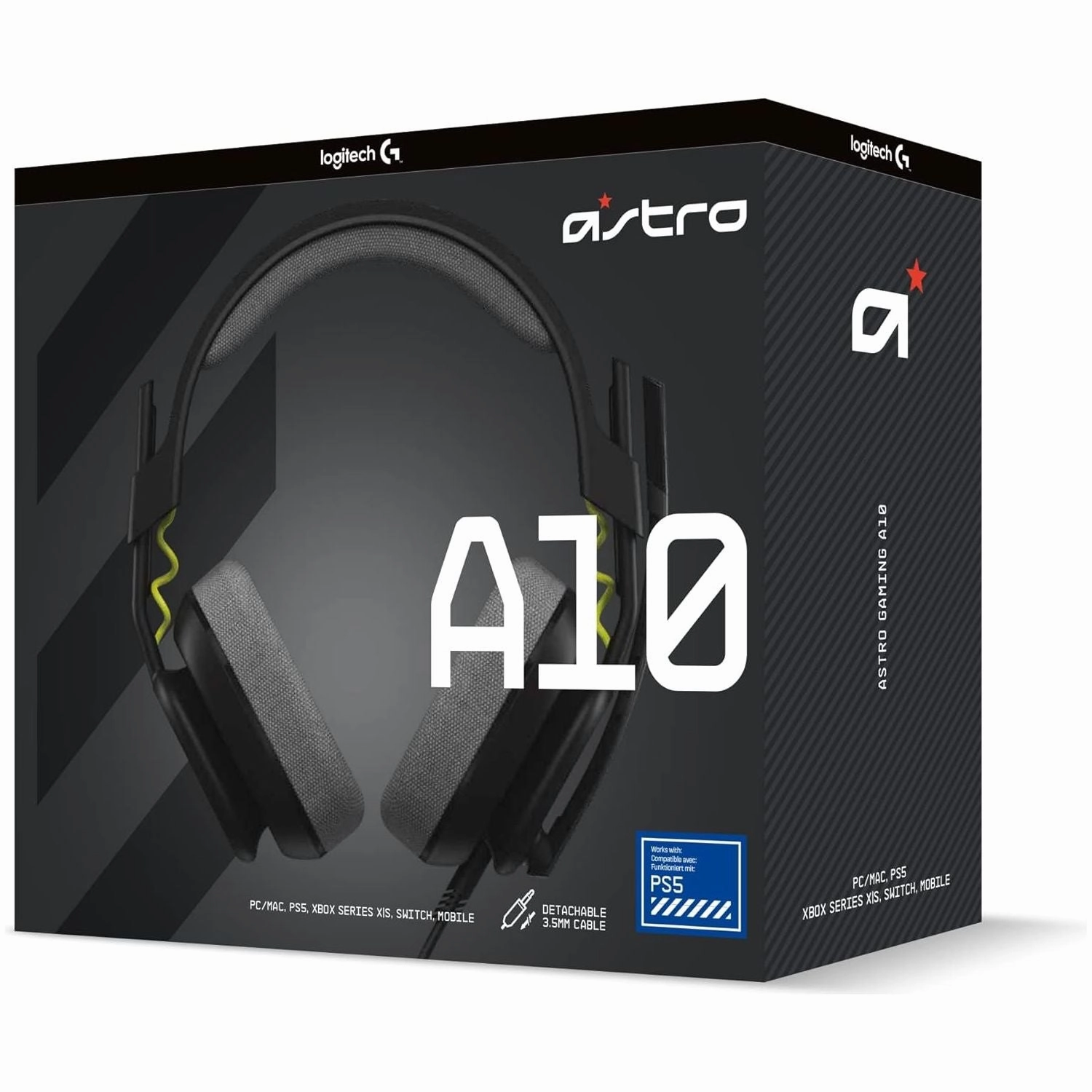 ASTRO A10 Gen 2 Wired Gaming Headset - Over-Ear, Lightweight, Flip-to-Mute Mic, 32mm Drivers, Compatible with PS5, PS4, Nintendo Switch, PC - Black
