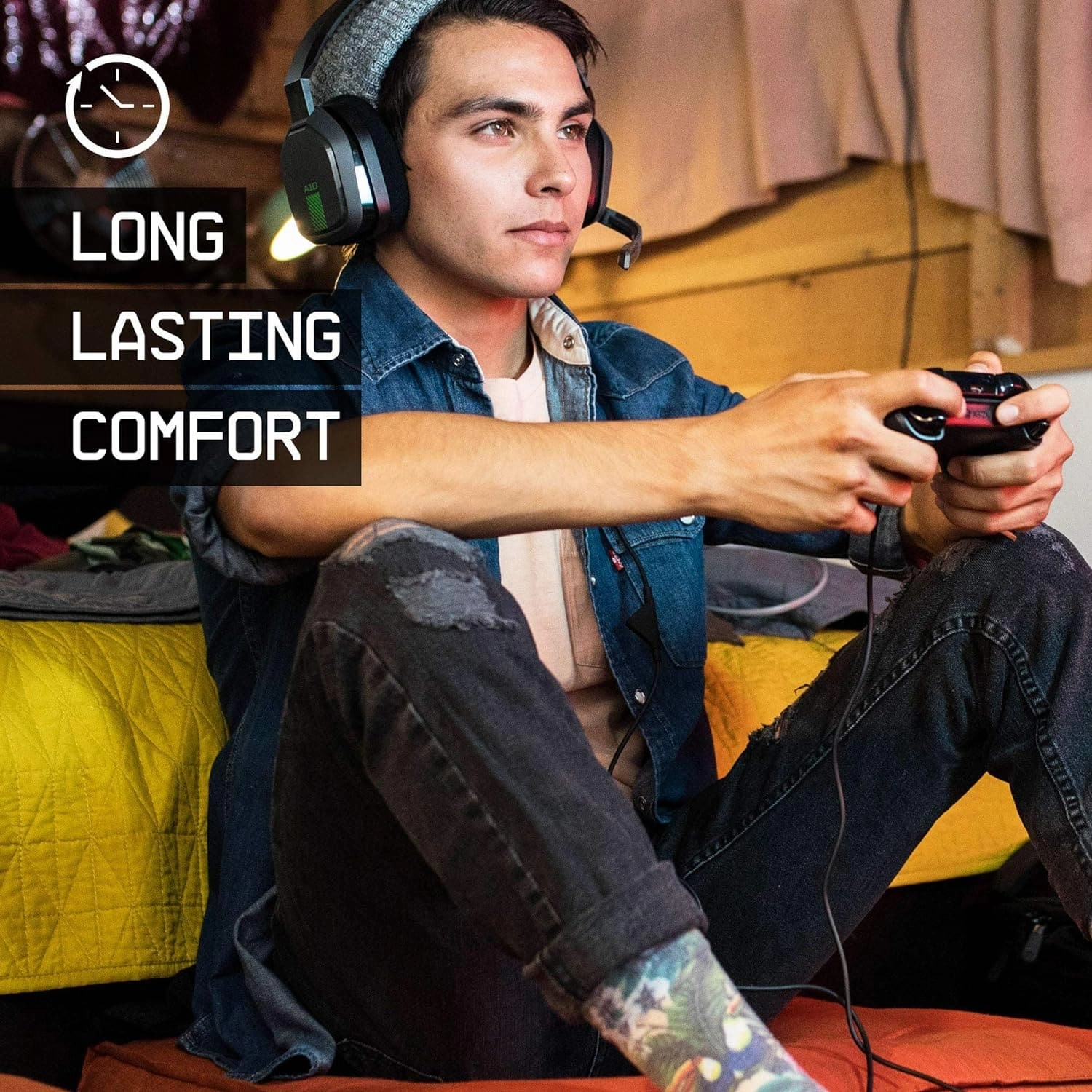 ASTRO Gaming A10 Wired Gaming Headphones with Microphone, Light and Resistant, ASTRO Audio, Dolby ATMOS, 3.5 mm Jack, for PC / MAC, XBOX ONE, PS4, MOBILE - Black / Green