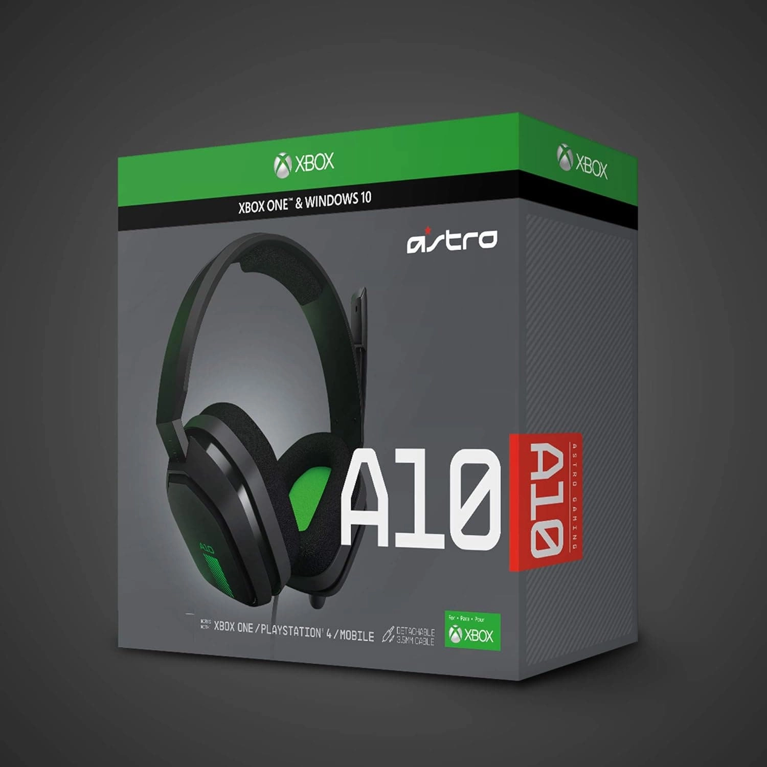 ASTRO Gaming A10 Wired Gaming Headphones with Microphone, Light and Resistant, ASTRO Audio, Dolby ATMOS, 3.5 mm Jack, for PC / MAC, XBOX ONE, PS4, MOBILE - Black / Green