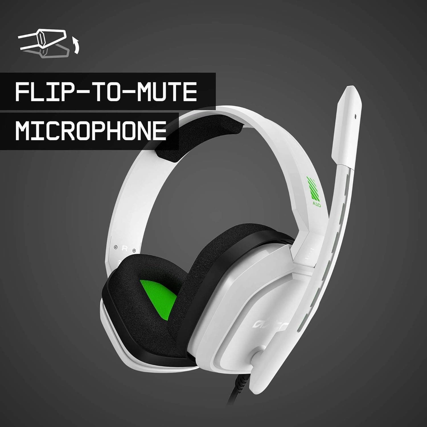 ASTRO Gaming A10 Wired Gaming Headset, Lightweight and Damage Resistant, ASTRO Audio, 3.5 mm Audio Jack, for Xbox Series X|S, Xbox One, PS5, PS4, Nintendo Switch, PC, Mobile - White/Green