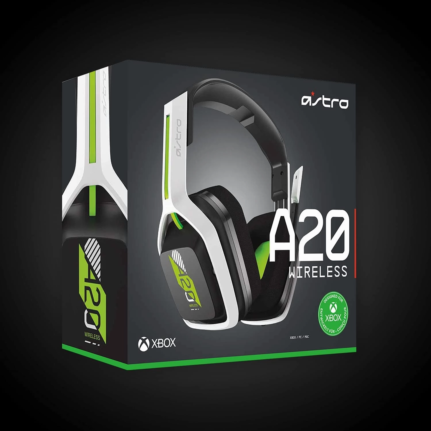ASTRO Gaming A20 Wireless Headset Gen 2, Lightweight and Damage Resistant, Flip-to-mute microphone,  15 Hour battery life, 15m range, for PlayStation 5, PS4, PC, Mac - White/Green
