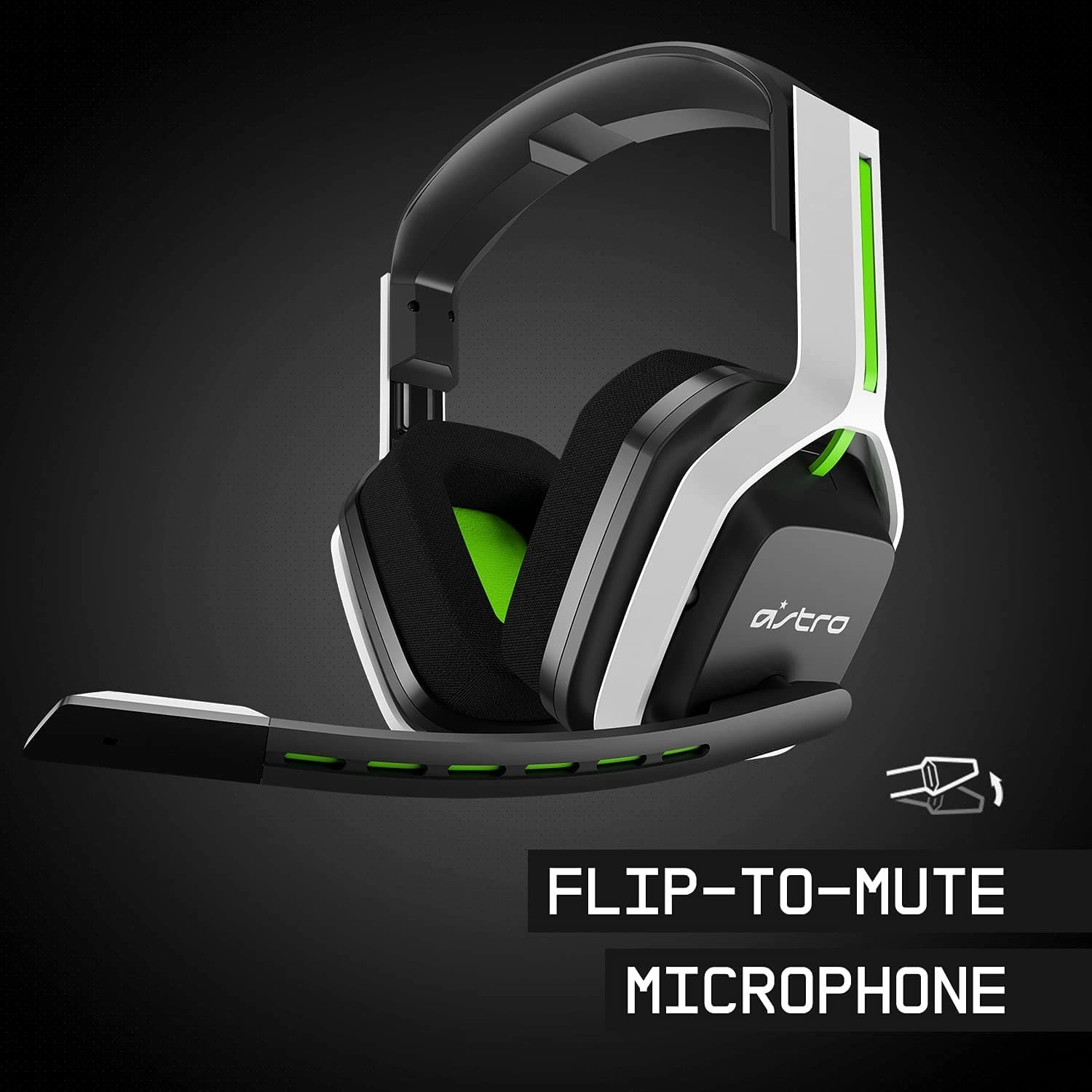 ASTRO Gaming A20 Wireless Headset Gen 2, Lightweight and Damage Resistant, Flip-to-mute microphone,  15 Hour battery life, 15m range, for PlayStation 5, PS4, PC, Mac - White/Green
