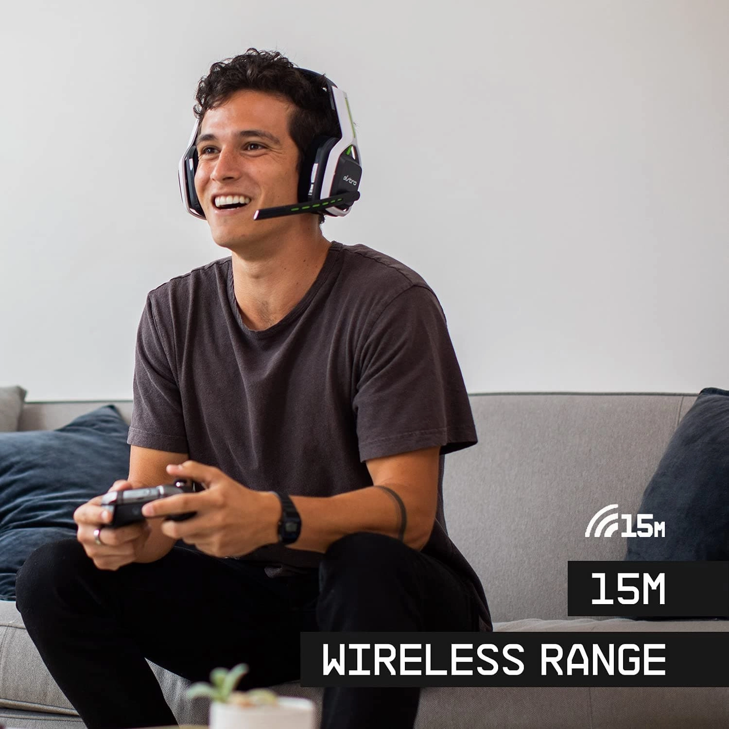 ASTRO Gaming A20 Wireless Headset Gen 2, Lightweight and Damage Resistant, Flip-to-mute microphone,  15 Hour battery life, 15m range, for PlayStation 5, PS4, PC, Mac - White/Green