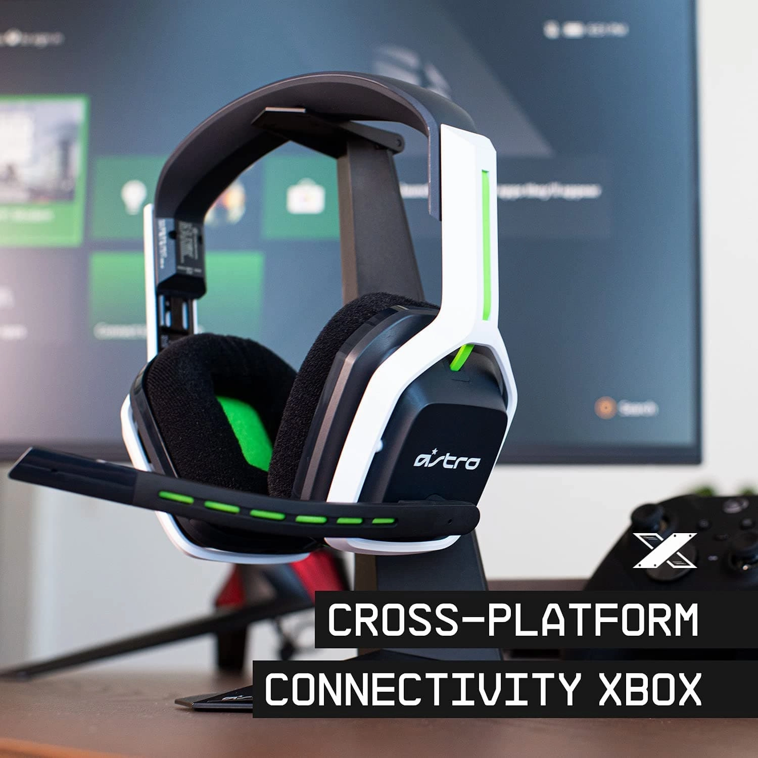 ASTRO Gaming A20 Wireless Headset Gen 2, Lightweight and Damage Resistant, Flip-to-mute microphone,  15 Hour battery life, 15m range, for PlayStation 5, PS4, PC, Mac - White/Green
