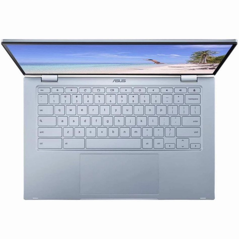 ASUS C433, 14 Inch Touchscreen ChromeBook Flip, Intel M3 Processor, 64 GB eMMC, 4 GB RAM, Chrome OS, Silver/Blue